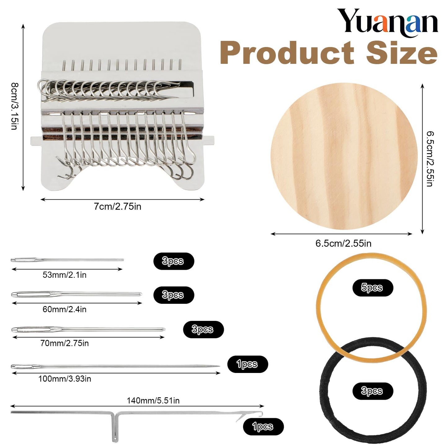 Mini Loom Machine Kit, Wooden Weaving Tool with Stainless Steel Needles, Loom Type Weave Tool for Beginners Quickly Mending Jeans Mending Socks Clothes