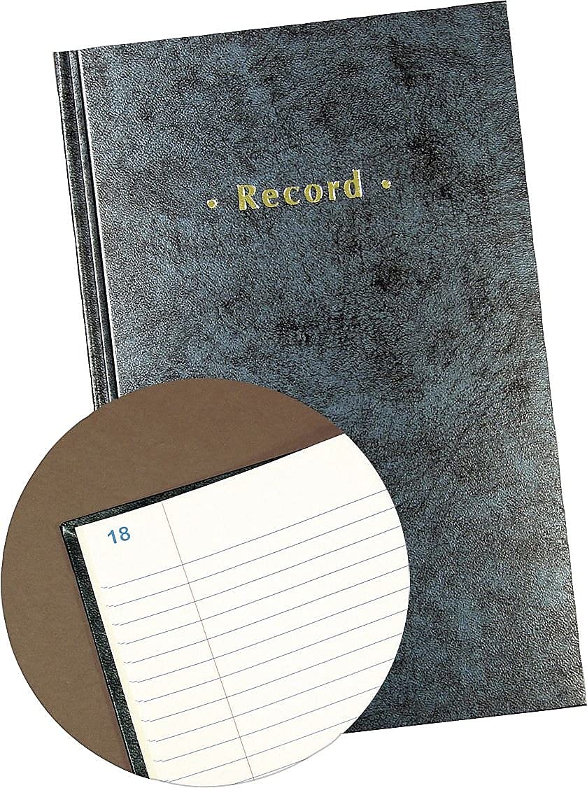 Staples Record Book, Blue Marble Hardbound Ledger, 300 Numbered Pages, 7.25" x 11.75", Durable Sewn Binding Notebook for Logs, Records & Notary Entries