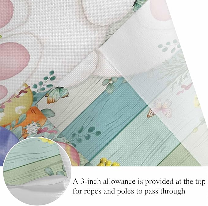 Cute Easter Bunny Banner 3Pcs Indoor Outdoor Hanging Banner Flag Eucalyptus Leaves Colorful Eggs Wooden Sign for Fireplace Mantel Decorative Bunting Garland Valance for Shop Door Decor 7.9"x11.8"