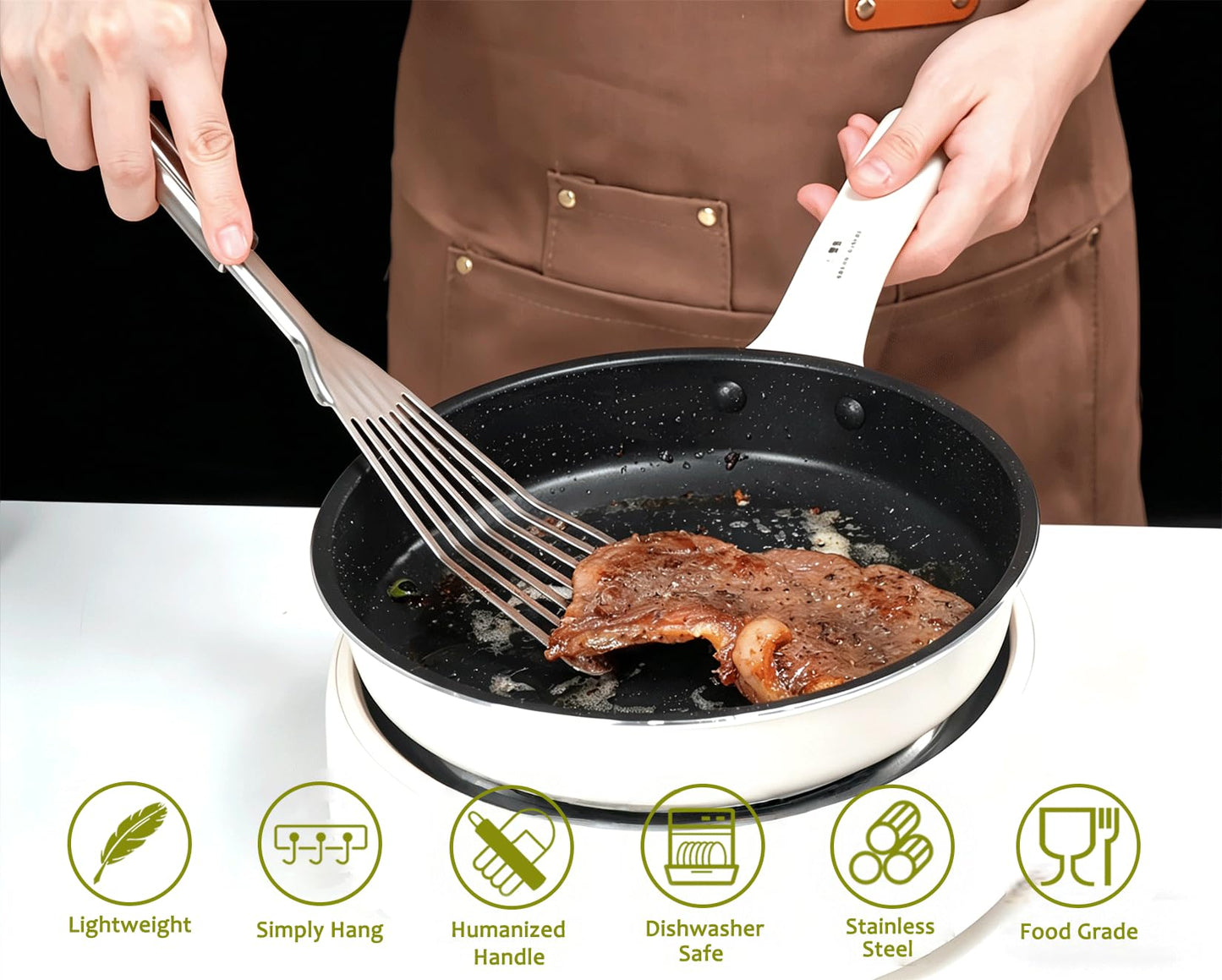 Stainless Steel Kitchen Utensils Set - 12pcs Cooking Utensils Set with Holder, Heat Resistant Kitchen Tool Set for Cooking with Turners, Potato Masher, Spatula, Spoons, Tongs, Whisk