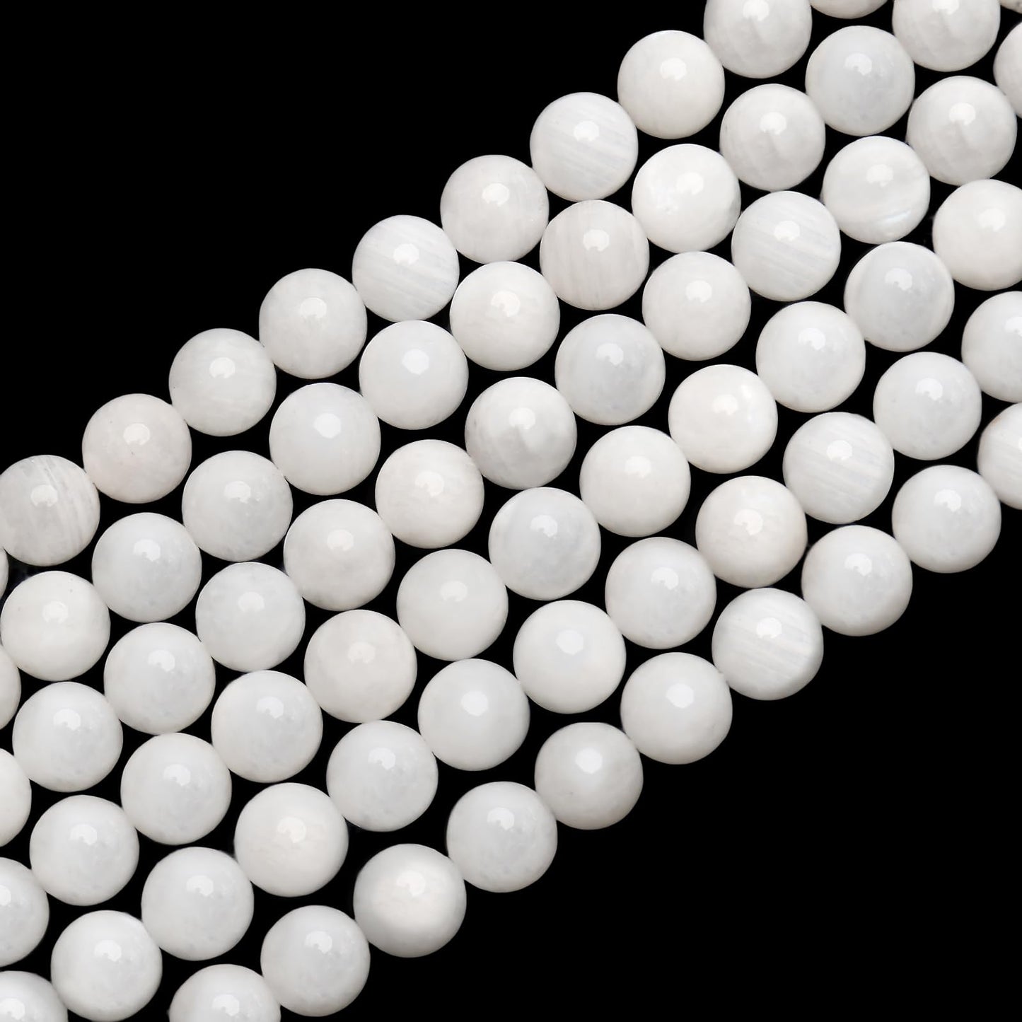 70PCS Natural 8MM Healing Gemstone, Moonstone Energy Stone Round Loose Beads, Semi-Precious Crystal Beads with Free Elastic String for Jewelry Making DIY