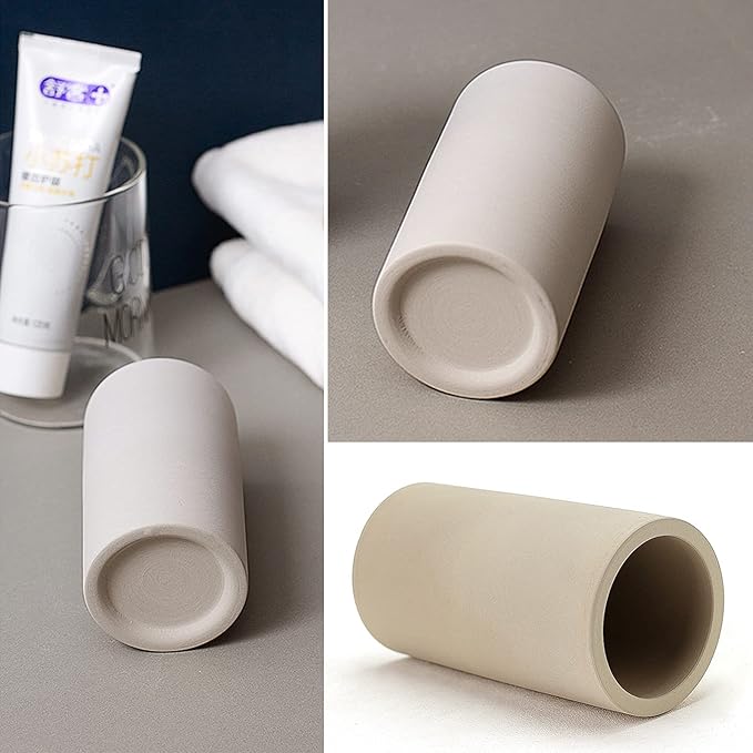 Toothbrush Holder - Office Pen Holder,Bathroom Diatomite Toothbrush Holder,Desk Pen Holder,Stand Cup to Waterproof and Absorb Odor, Sleek and Modern Design Decrotion for Bathroom.(Beige)