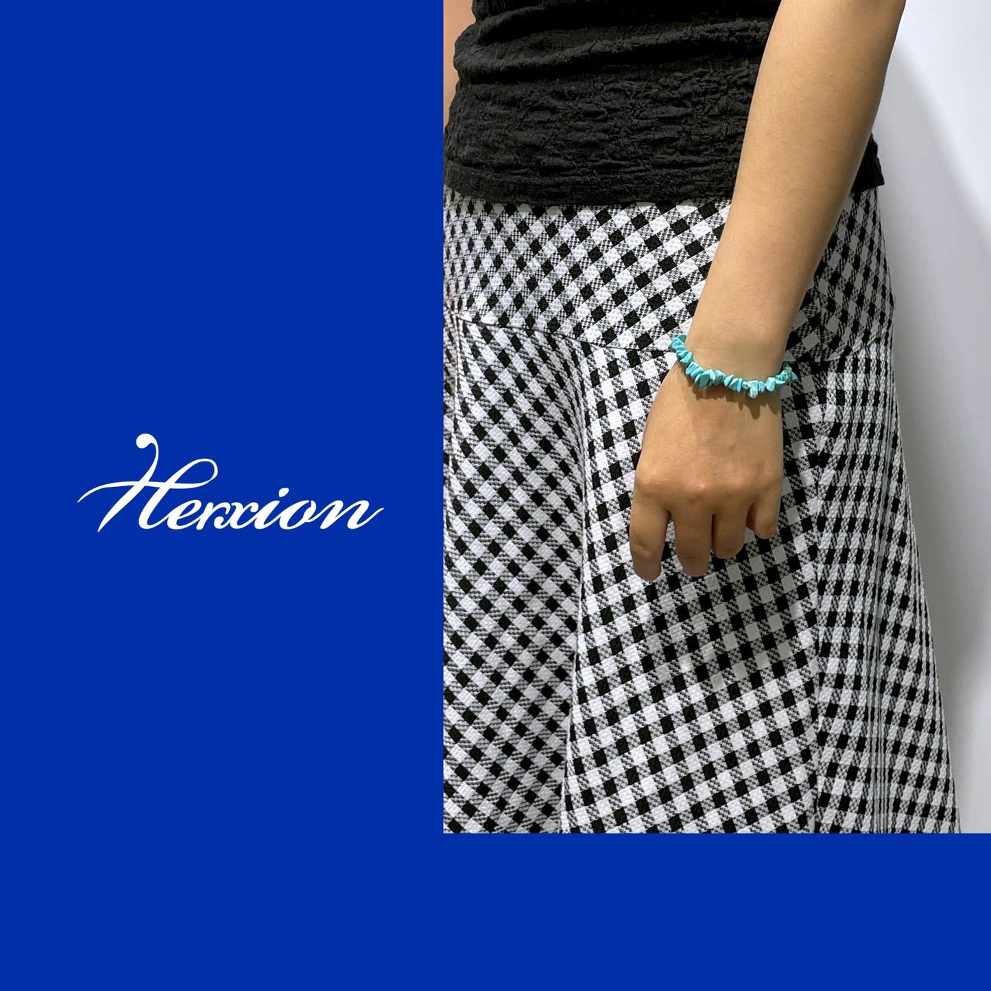 Herxion Turquoise Bracelet for Women & Men- Natural Raw Beads Protection Bracelets, Irregular Chips Stretch Healing Crystals Anxiety Relief Jewelry for Boost Confidence & Courage