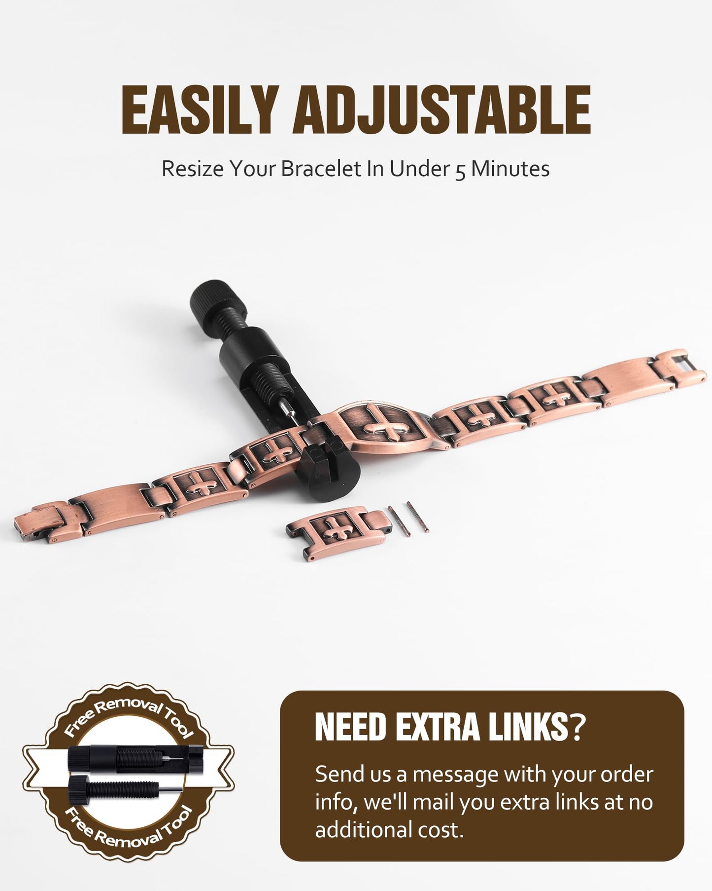 Jecanori Copper Magnetic Bracelet & Ring for Men,Pure Copper Cross Bracelets for Men,Ideal Gift
