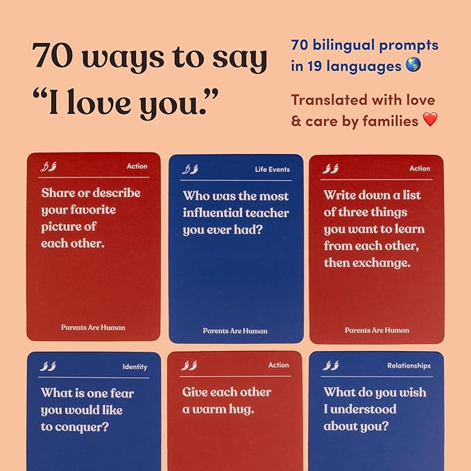 Parents Are Human, Get to Know Each Other Better, Parents, Families, Teens & Kids Relationship Building, Light & Deep Questions, 70 Questions & Activity Cards, English + Punjabi/Gurmukhi