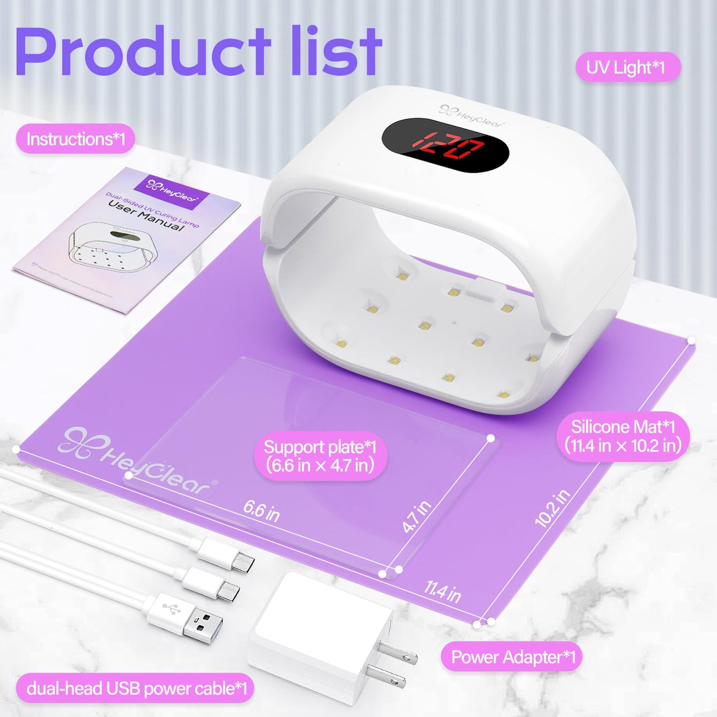 HeyClear UV Light for Resin, Large Double-Sided UV Lamp | 2-in-1 Detachable, Resin Fast Curing Machine with 360° Coverage for Resina Molds, DIY Crafts & Decor, Jewelry Making