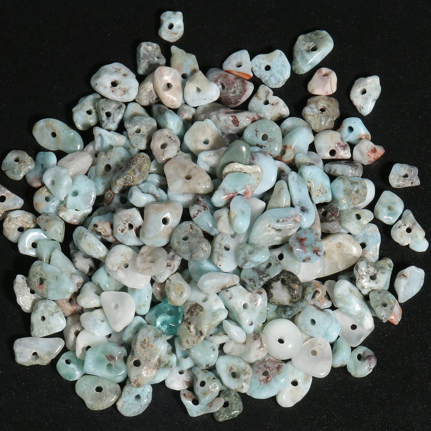 30in Larimar Natural Chip Stone Beads 5-8mm About 230pcs, Irregular Drilled Light Blue Green Bead for Bracelets Jewelry Making Supplies for Adults, DIY Crafts.