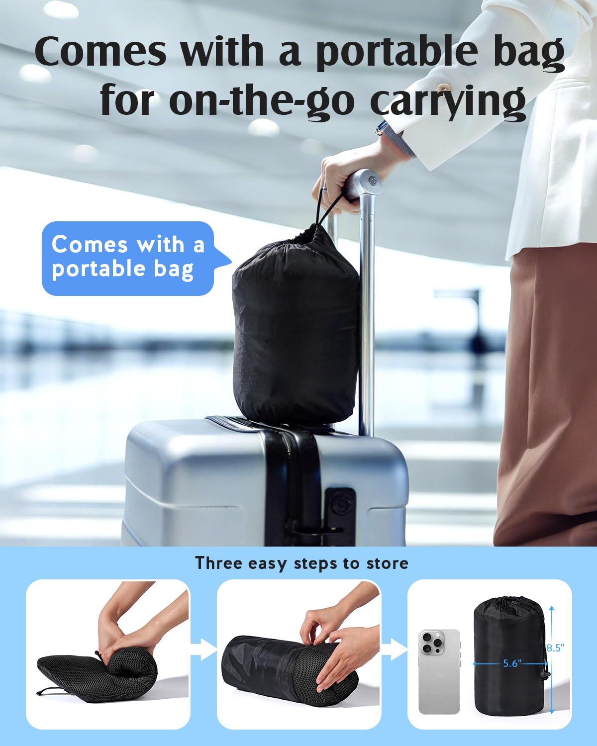 YFONG Lumbar Support Pillow for Car & Office Chair, Memory Foam Back Cushion with Adjustable Straps Non-Slip, Firm Support for Lower Back Pain Relief, Black