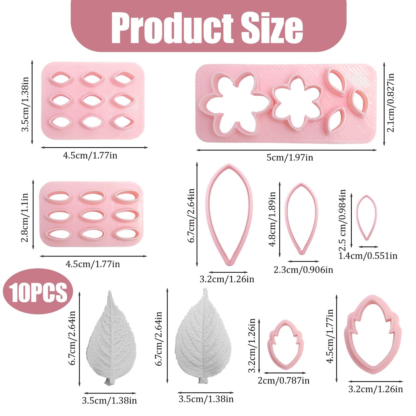 8 Pcs Clay Cutters Molds for Polymer Clay Jewelry, Press Mold and Cutter Set for Earrings, Floral Leaf Geometric Shapes with Mini Flower Press Tools for Crafts