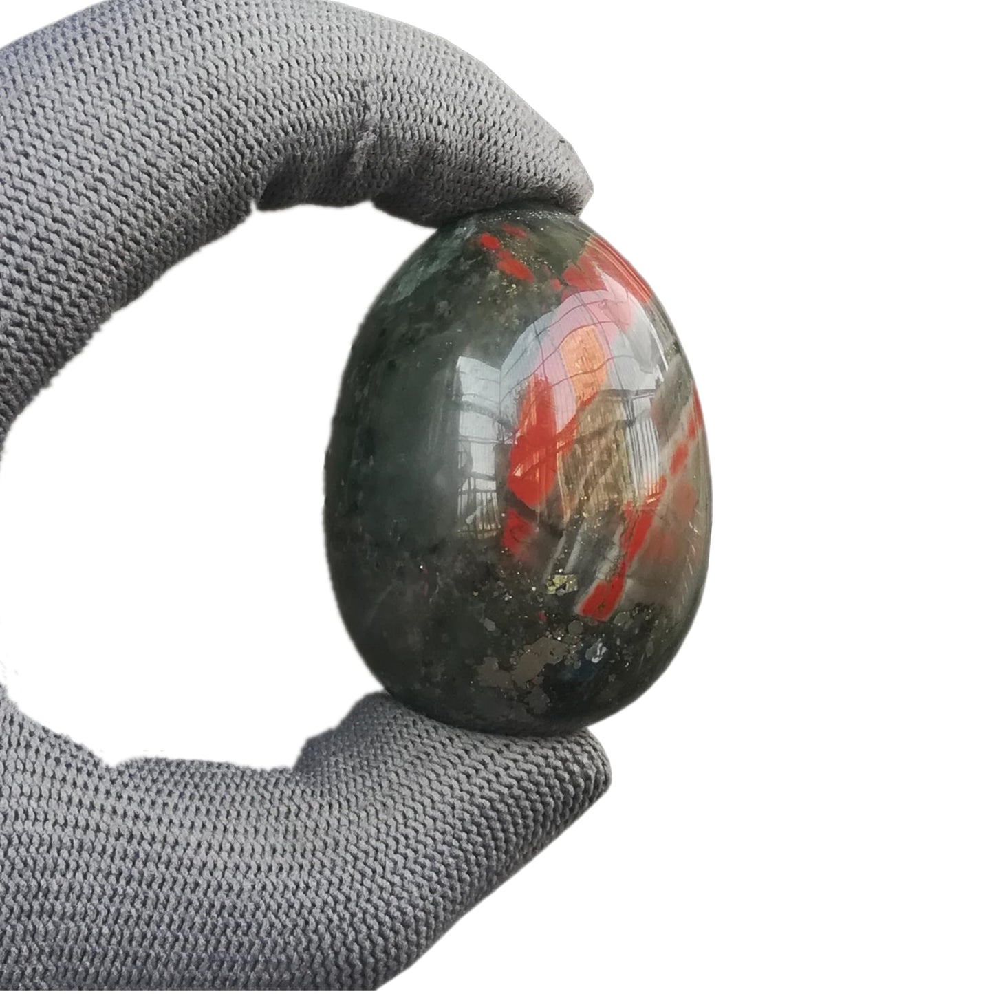 Sunshcat Natural African Bloodstone Egg Shaped Meditation Chakra and Home Decor Balance Crystals and Healing Stones Statue Set,35 * 50mm Easter and Thanksgiving Gift,with Wooden Bracket