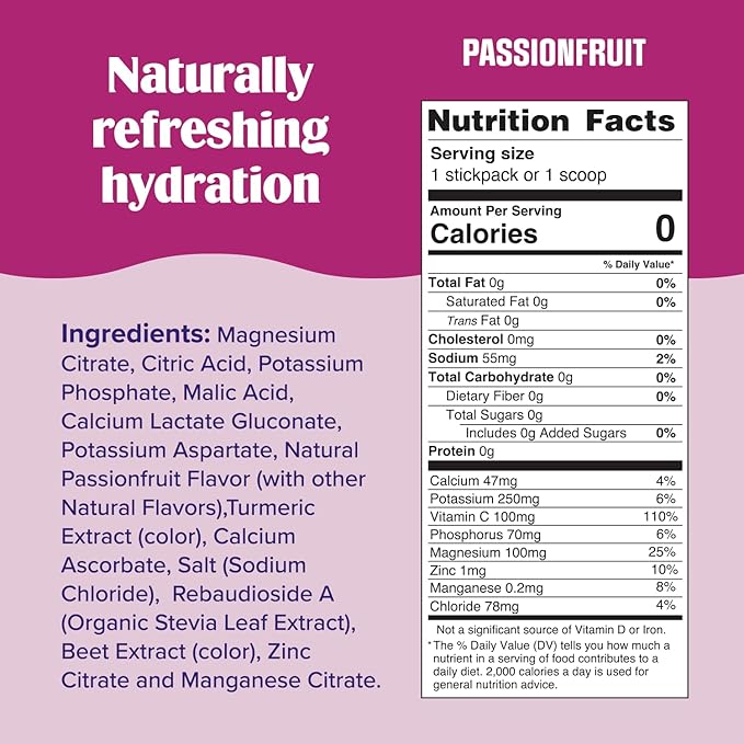 Ultima Replenisher Daily Electrolyte Powder Drink Mix – Sugar Free – Passionfruit, 20 Stickpacks – Hydration Packets with 6 Electrolytes and Trace Minerals – Keto Friendly, Non-GMO