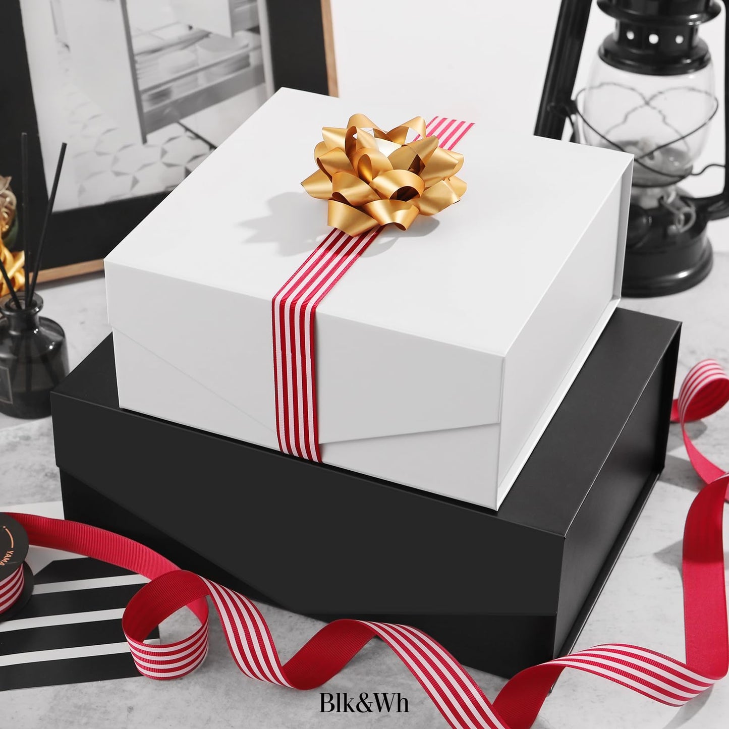 BLK&WH Magnetic Gift Boxes with Lids, Set of 4 White Presents Boxes Assorted Sizes for Birthday, Wedding, Valentines, Christmas, Party, Baby Showers (Matte White)