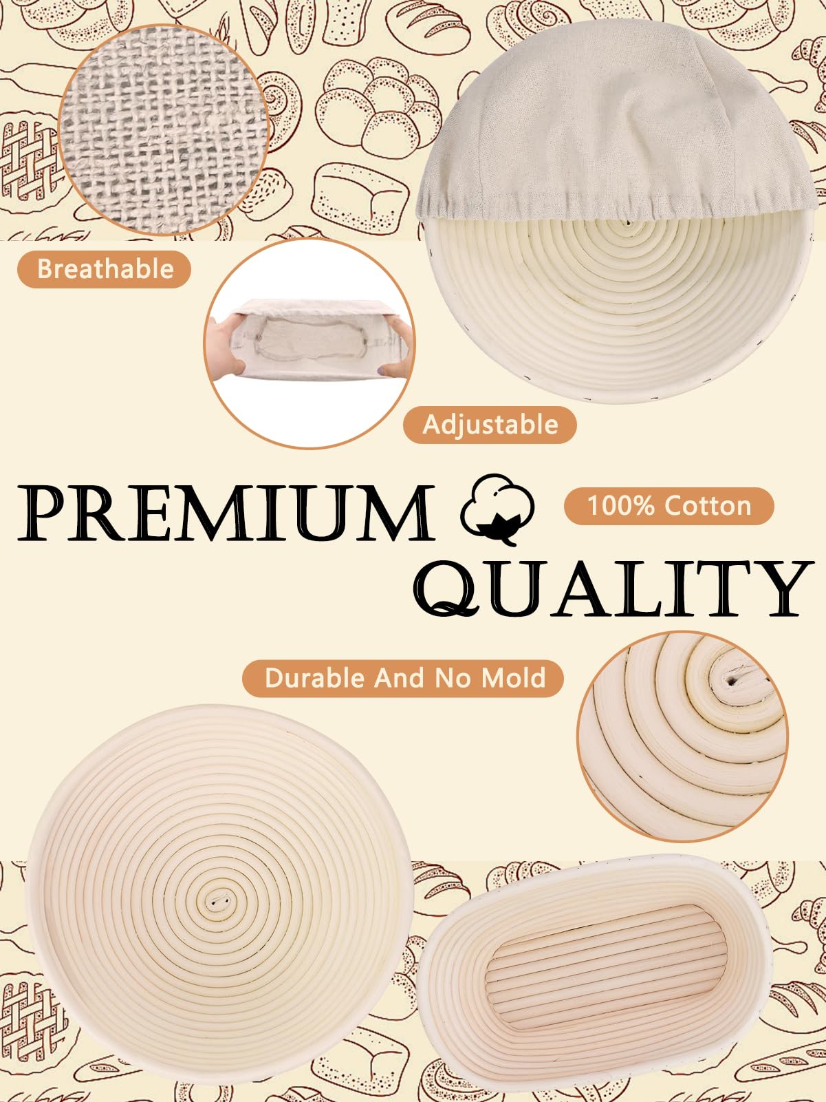 Sourdough Bread Baking Kit - Breads Making Tools - Complete Sourdough Starter Kit with Proofing Baskets, Jar, Dough Whisk, Pastry Mat, Bread Knife & Tools - Gifts for Bakers Women & Moms