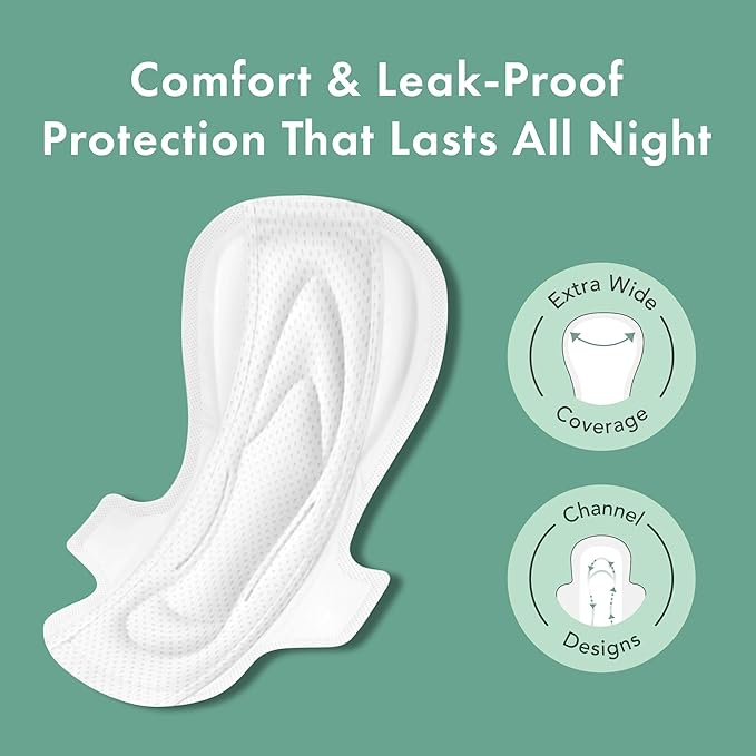 Rael Pads for Women, Organic Cotton Cover - Ultimate Absorbency, Feminine Care, Ultra Thin, Sanitary Napkins with Wings, Unscented (Extra Long Overnight, 12 Count)
