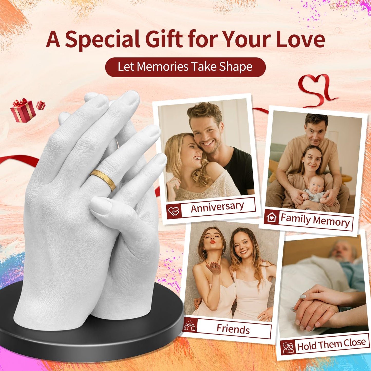 LUVTRACE Hand Casting Kit for Couples Easy DIY Plaster Mold Kit with Base & Practice Kit, Romantic Keepsake Gift for Anniversary, Wedding, Birthday,Bridal,Engagement, Valentine’s Day,Non-Toxic,Safe
