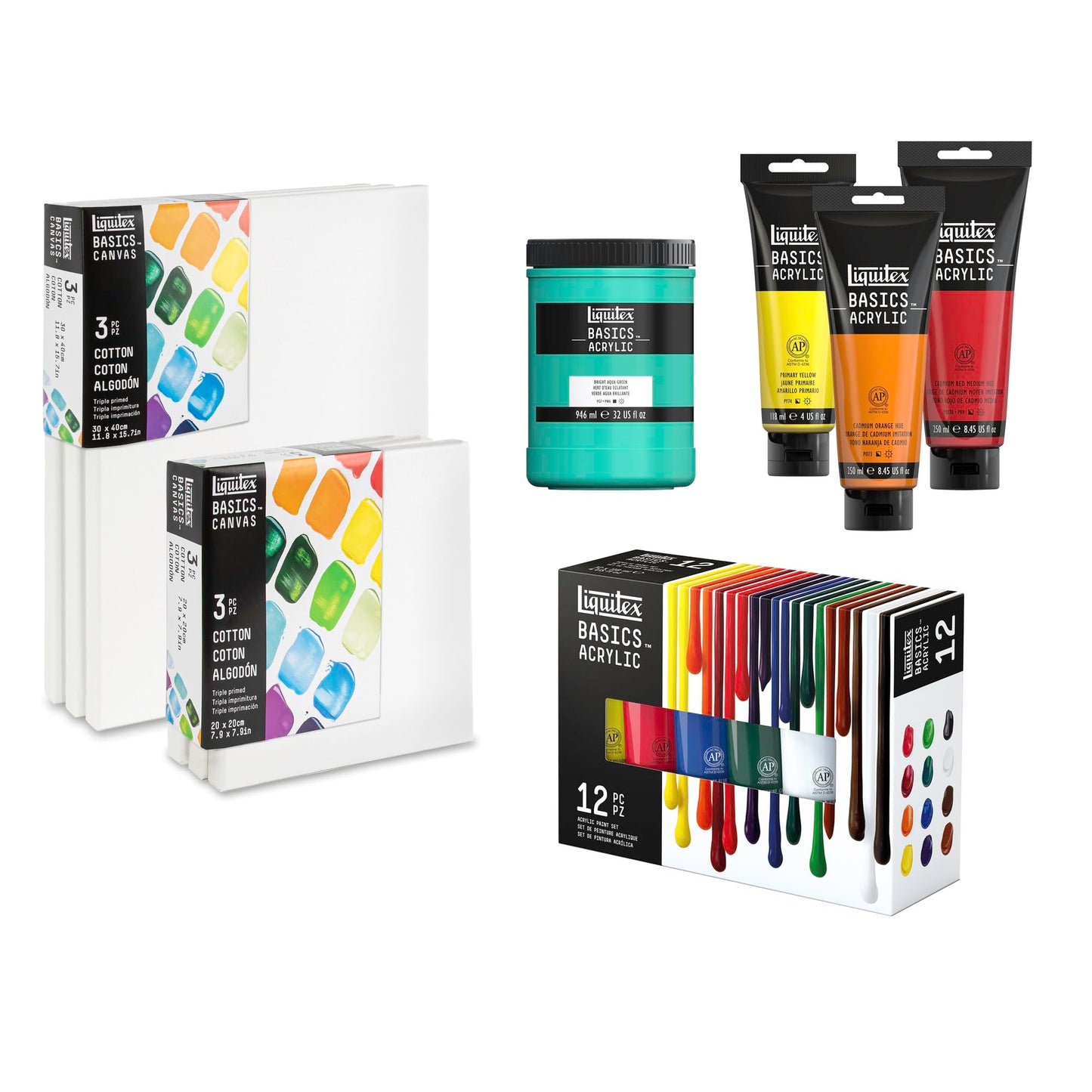 Liquitex BASICS Canvas, 3 pack, 16" x 20"