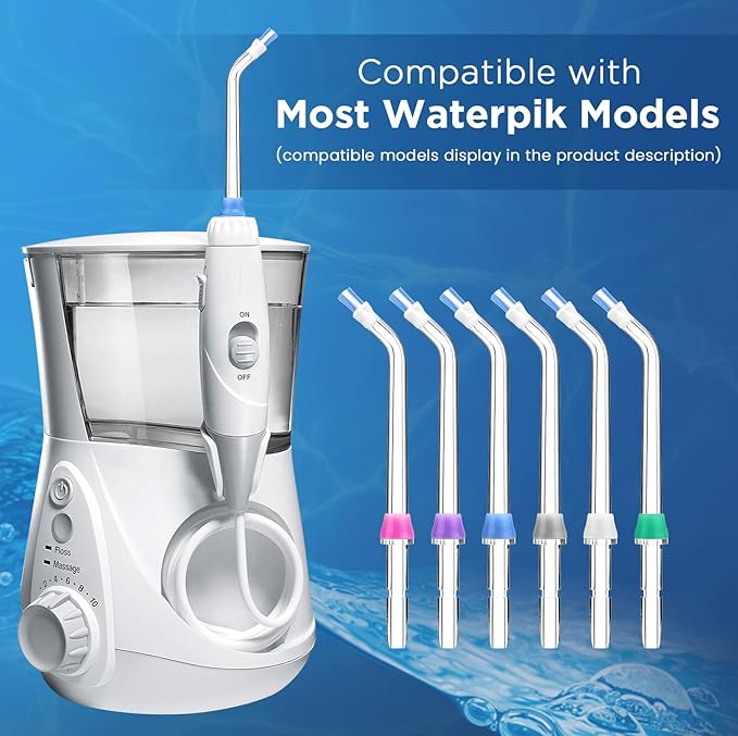 for Waterpik Replacement Heads, Replacement Tips for Waterpik Water Flosser, Suitable for Waterpik Accessories Replacement Tips, for PS-100E(6 Plaque Chaser Tips)
