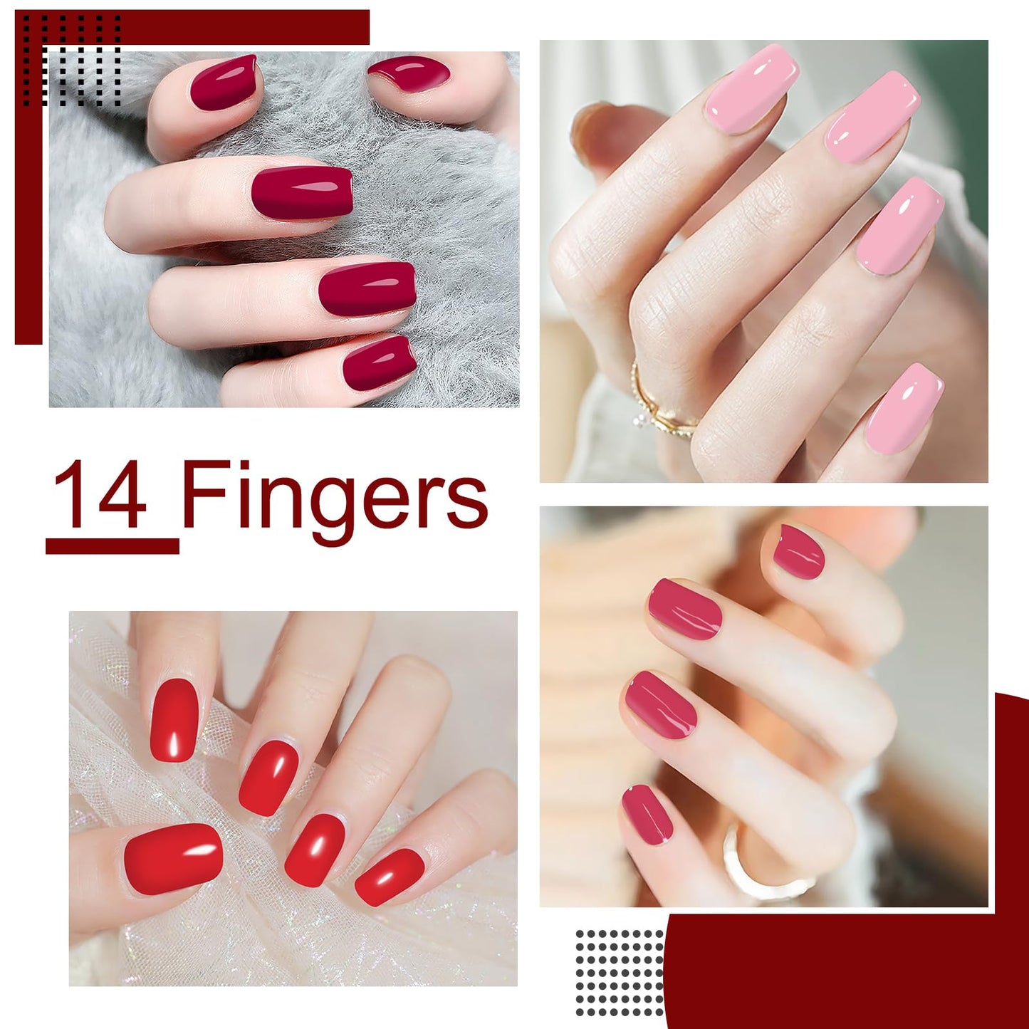 SILPECWEE Nail Polish Stickers, 20 Sheets Pink Solid Nail Stickers Full Nail Wraps with File Self Adhesive Nail Polish Strips Gel Nails Strips Fingernail Nail Art Sticker Nails for Women
