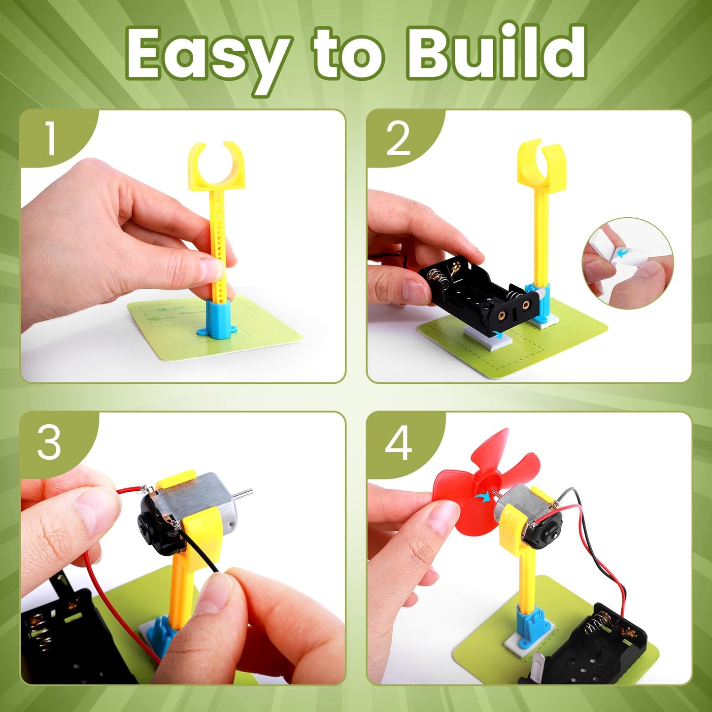 STEM Toys Science Kits, 8 Bulk Electric Circuit Kit for Kids Classroom, STEAM Activities Crafts Electrical Experiment 2nd 4th 5th Grade STEM Gifts, Build a Fan Activity Projects School Party Favors