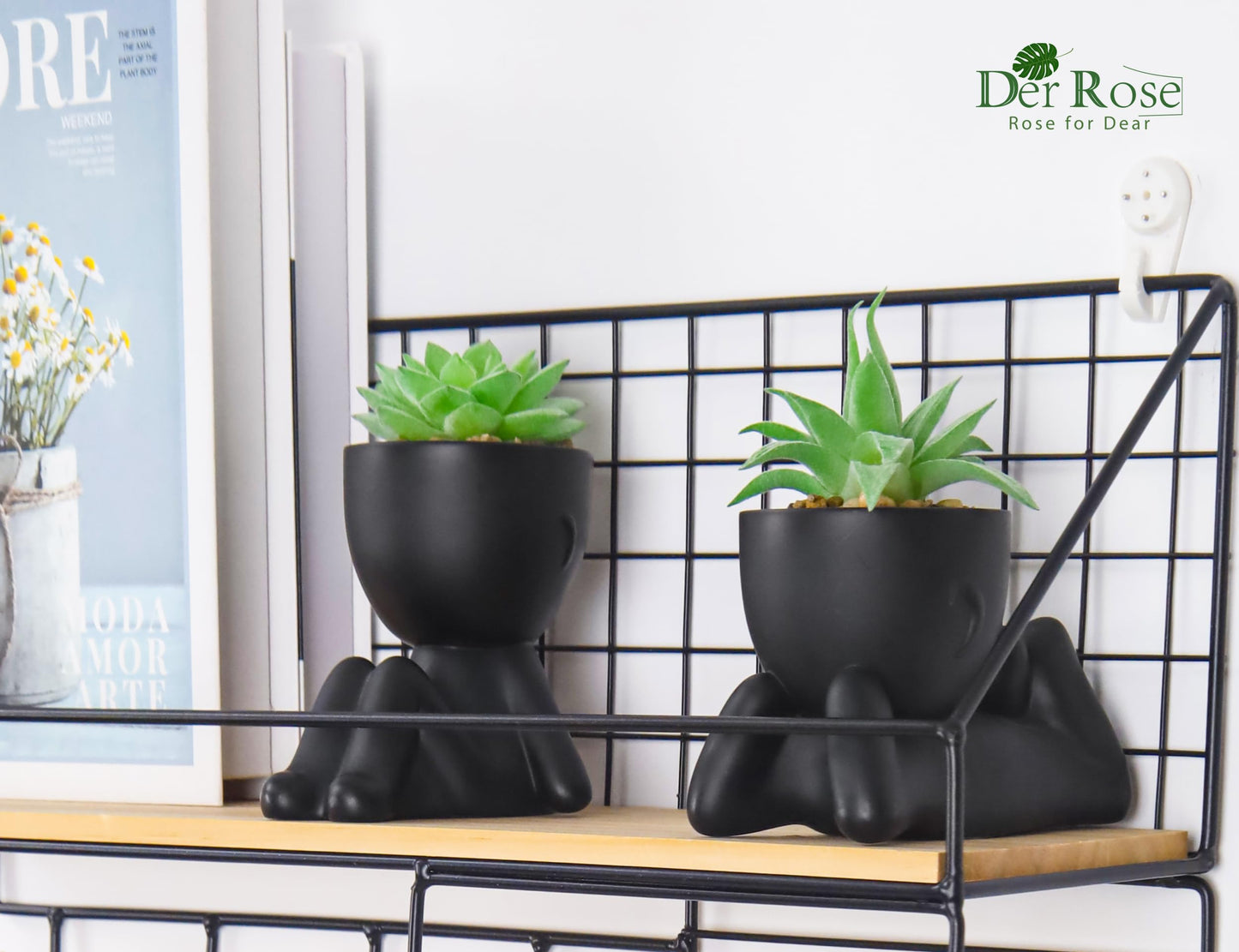 Der Rose 2 Pack Fake Plants Succulent Plants Artificial for Home Bathroom Living Room Office Decor