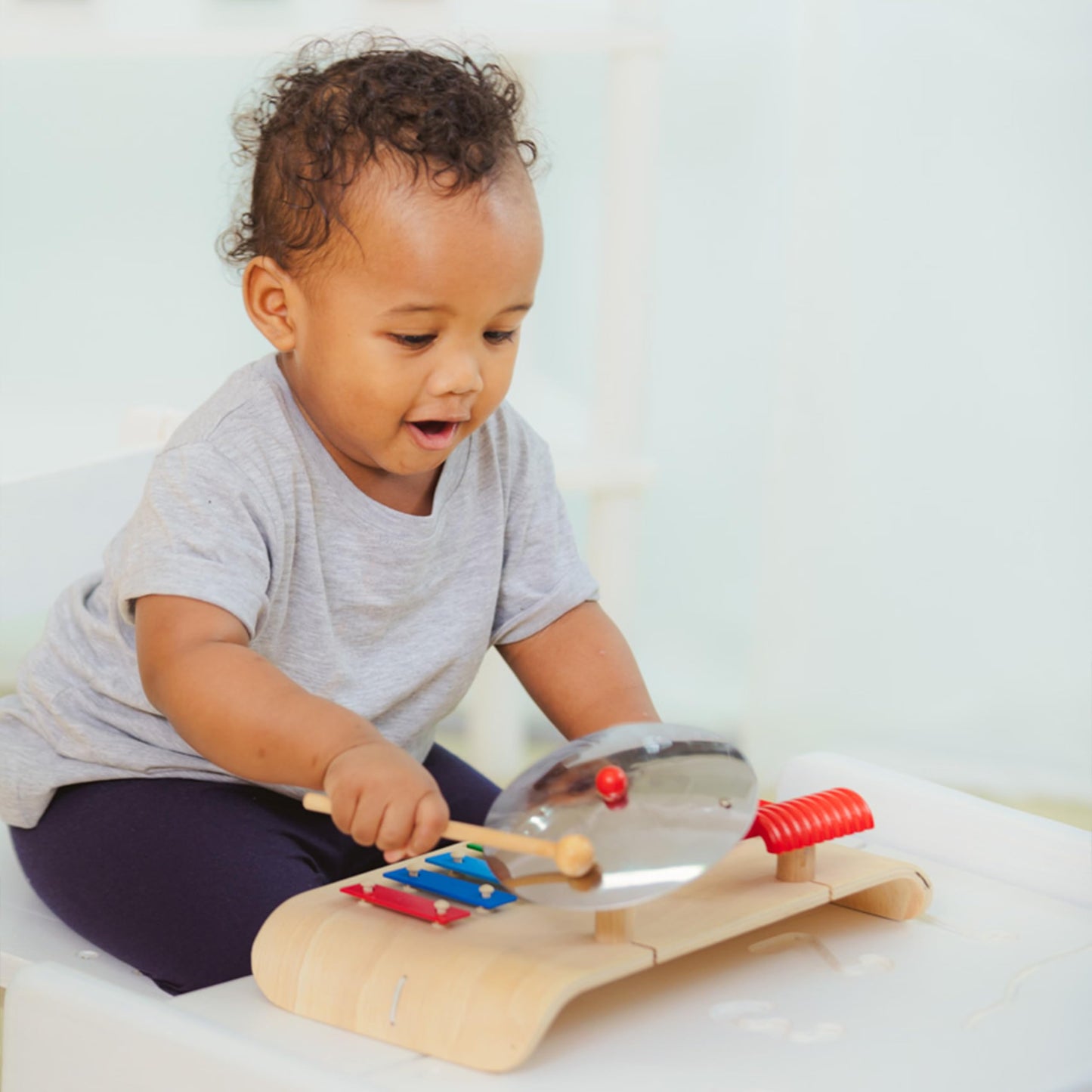 PlanToys® Musical Set Wooden Montessori Drum, Cymbal and Xylophone Toy | Early Sensory Exploration, Coordination and Creative Expression | Eco Friendly Music Set