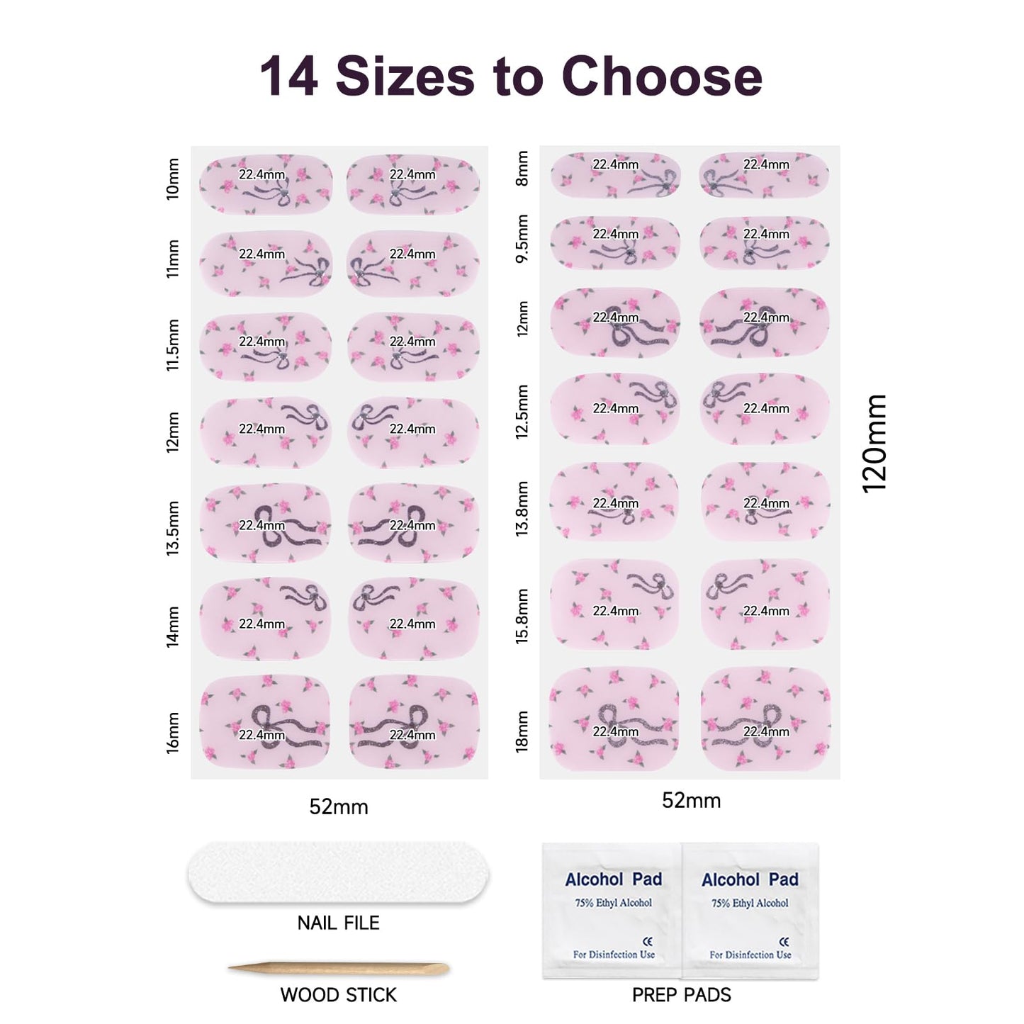 DUKASOU Semi Cured Gel Nail Strips,28 pcs Cute Bows Gel Nail Stickers with UV Light Required,Long Lasting Nail Art Stickers, Easy to Apply（Pink）