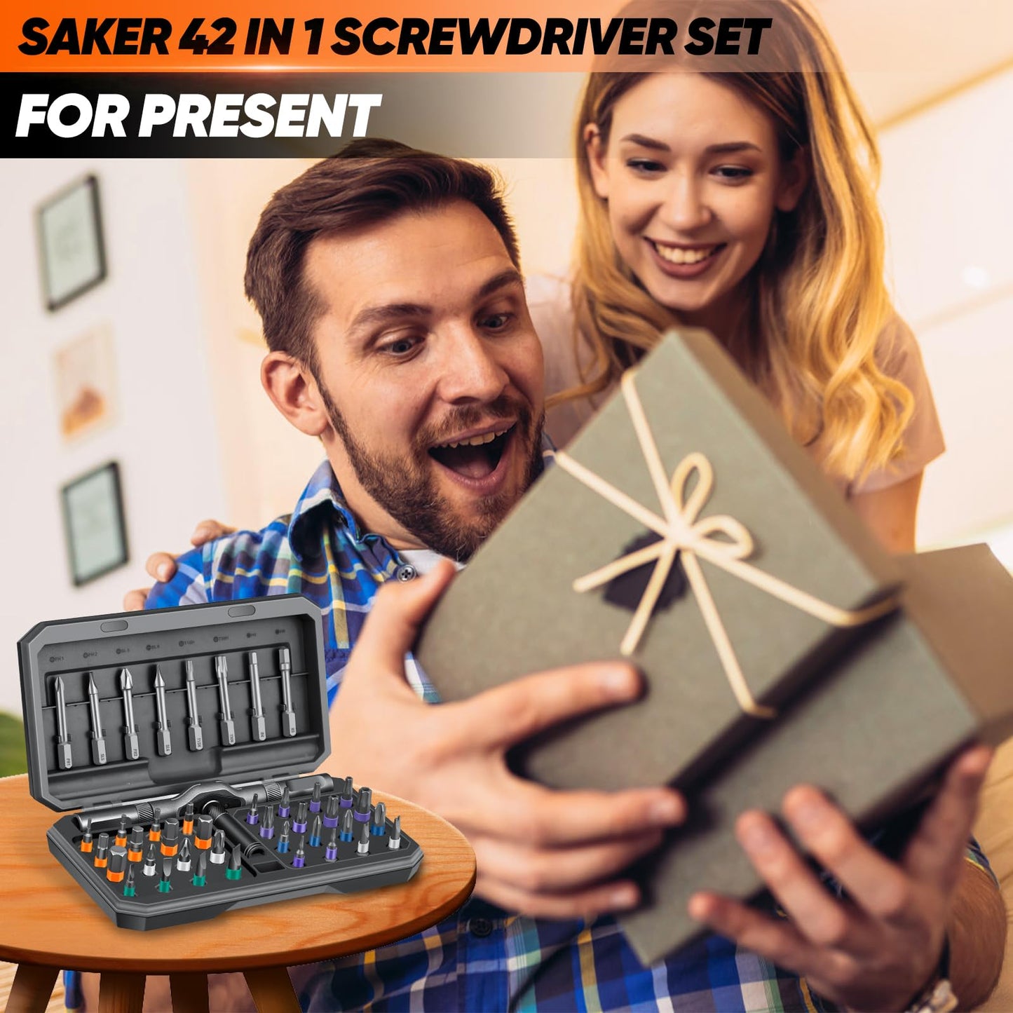 Saker 42 in 1 Magnetic Screwdriver Set, Multi Bit Free Combination Ratchet Screwdriver Set Portable Repair Tool Kit for Gifts Furniture, Computer, Bicycle and DIY Grey