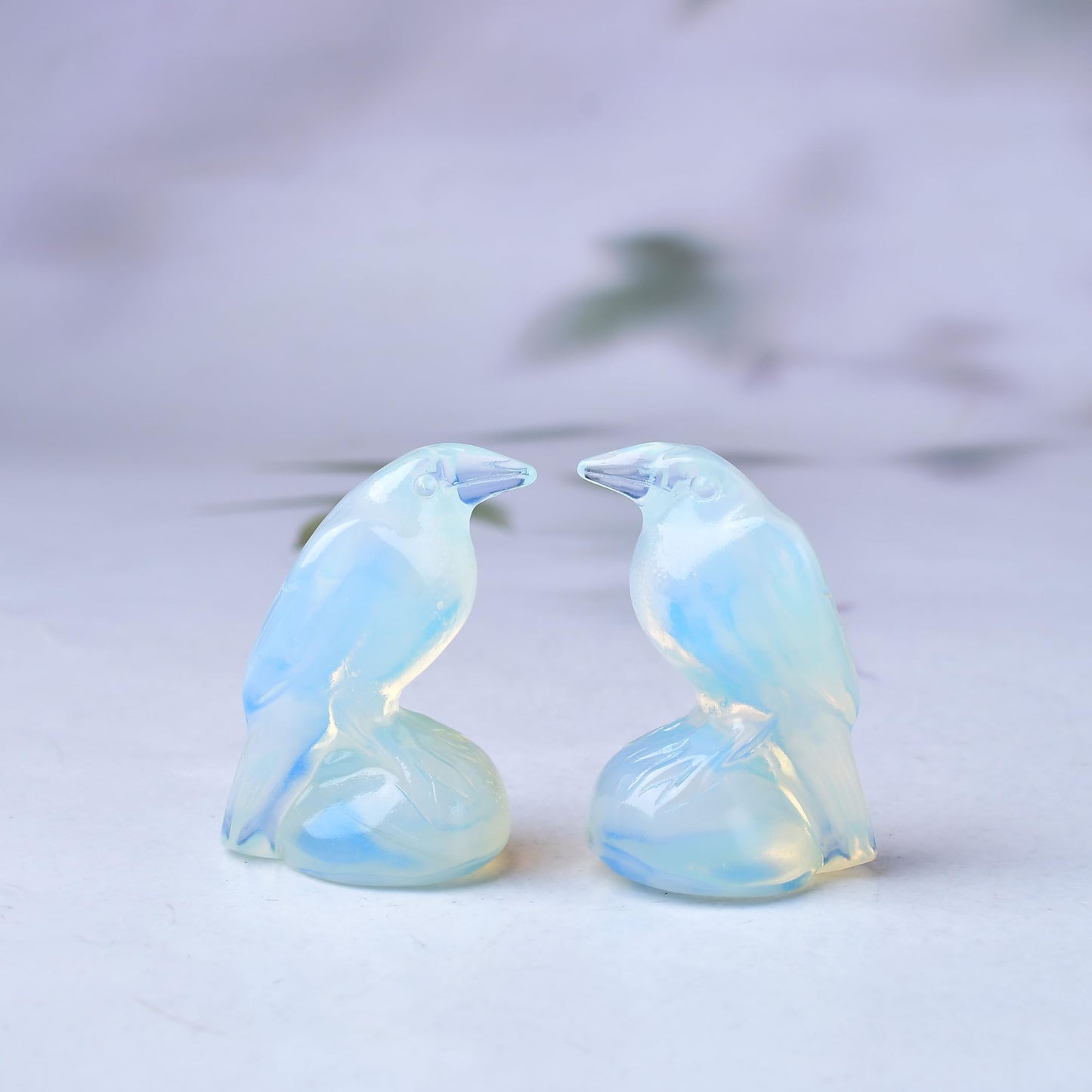 WUYOUSHI Natural Opal Crystal Raven Statue 2" Healing Crystal Handmade Sculpture Lucky Guardian Pocket Statues Reiki Meditation Office Home Decoration Gift