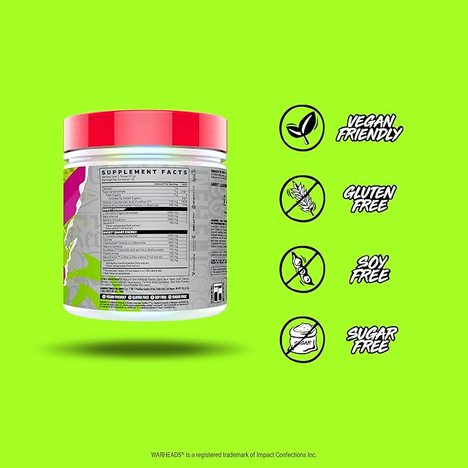 GHOST Legend Pre-Workout Powder, Warheads Sour Watermelon - 30 Servings – Pre-Workout for Men & Women with Choline, L-Citrulline, & Beta Alanine for Energy & Focus