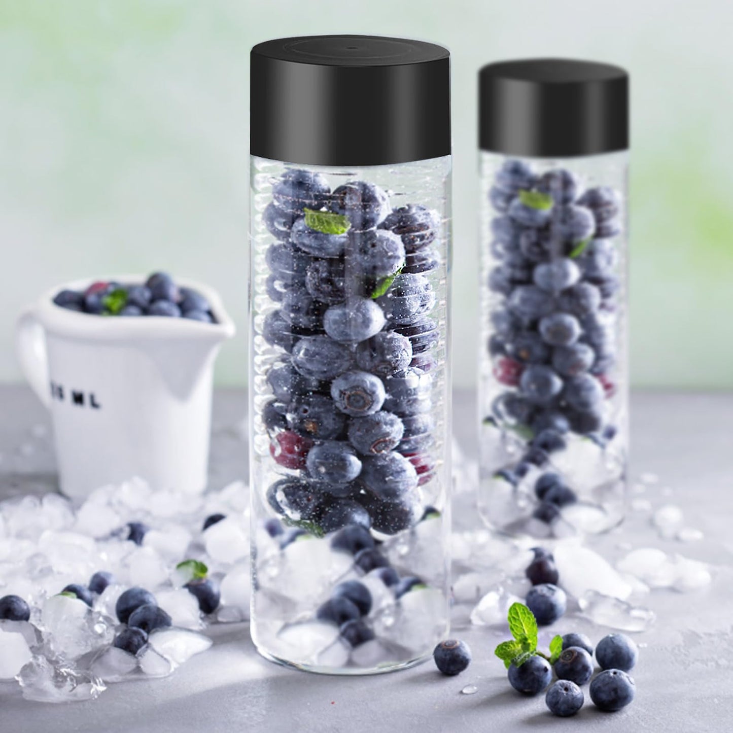 TANEMUDO 48 Pcs Clear Plastic Bottles 12 oz Empty Sensory Bottle with Caps Leakproof Drink Container Reusable Plastic Juice Bottles for Crafts Classroom Party Supplies (Black Lid)