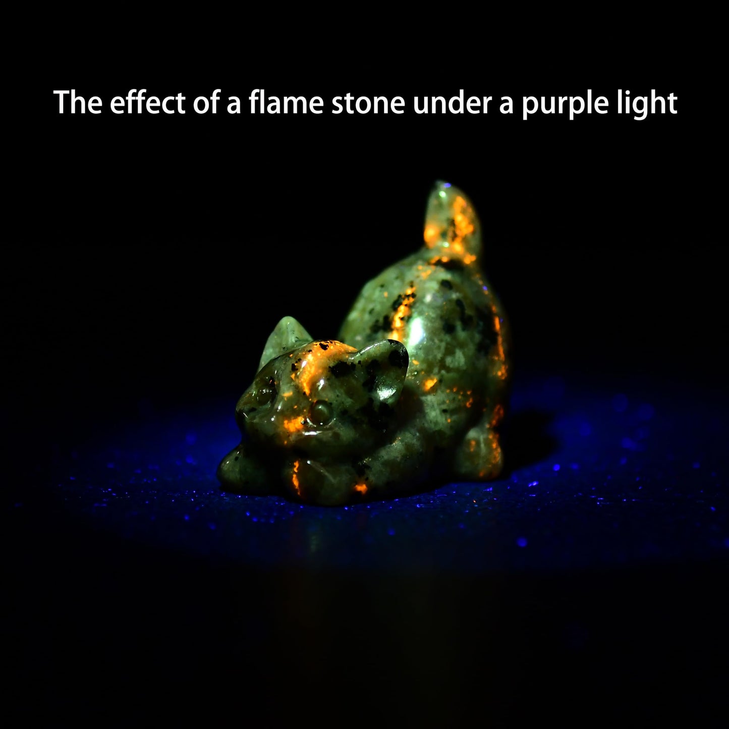 DZJXBZhu Flame Stone Cat Crystal Statue Healing Crystal Reiki Meditation Pocket Gem Guardian Sculpture Home Study Table Desk Decor Collection Gift for Loved Ones