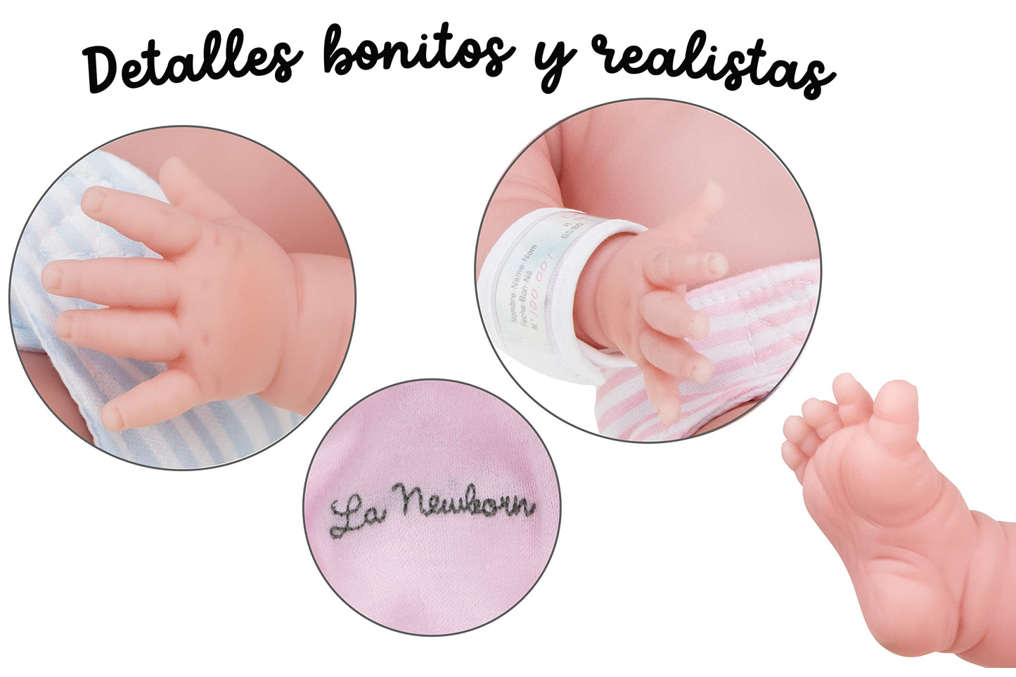 Original 17" La Newborn by JC Toys - Realistic Washable All Vinyl Closed Eye Sleeping Baby Doll- Pink Gift Set , Blue