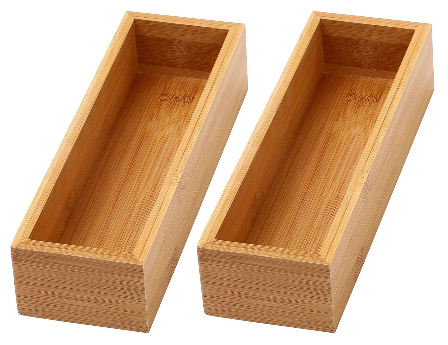 YBM HOME Bamboo Drawer Organizer Storage Box for Kitchen Drawer, Junk Drawer, Office, Bedroom, Children Room, Craft, Sewing, and Bathroom, 2 Pack 3x9x2 inch