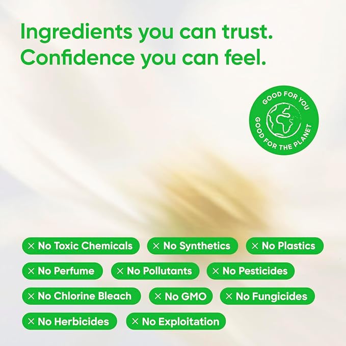 Oi | Organic Initiative - Ultra-Thin Pads with Wings | 100% Certified Organic Cotton, Unscented | Leak Free, Biodegradable | Non-GMO, Toxin Free (Regular, 20, Count)
