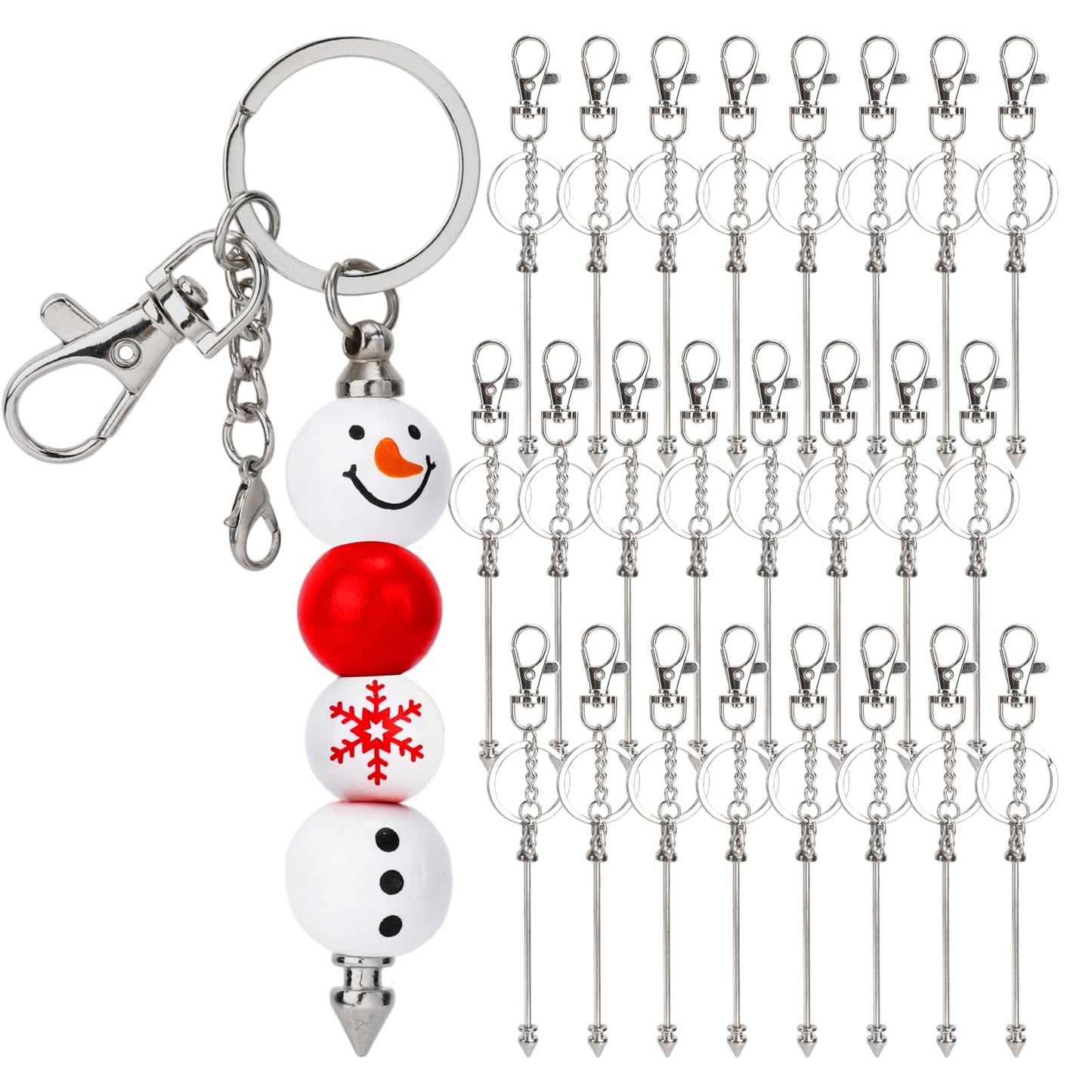 Sploziia 24Pcs Beadable Keychain Bars Bead Keychain Making Kit Gold Beadable Keychains Beaded Items DIY Pendant Metal Blank Key Chain Accessories Bulk for DIY Crafts Jewelry Making Gift