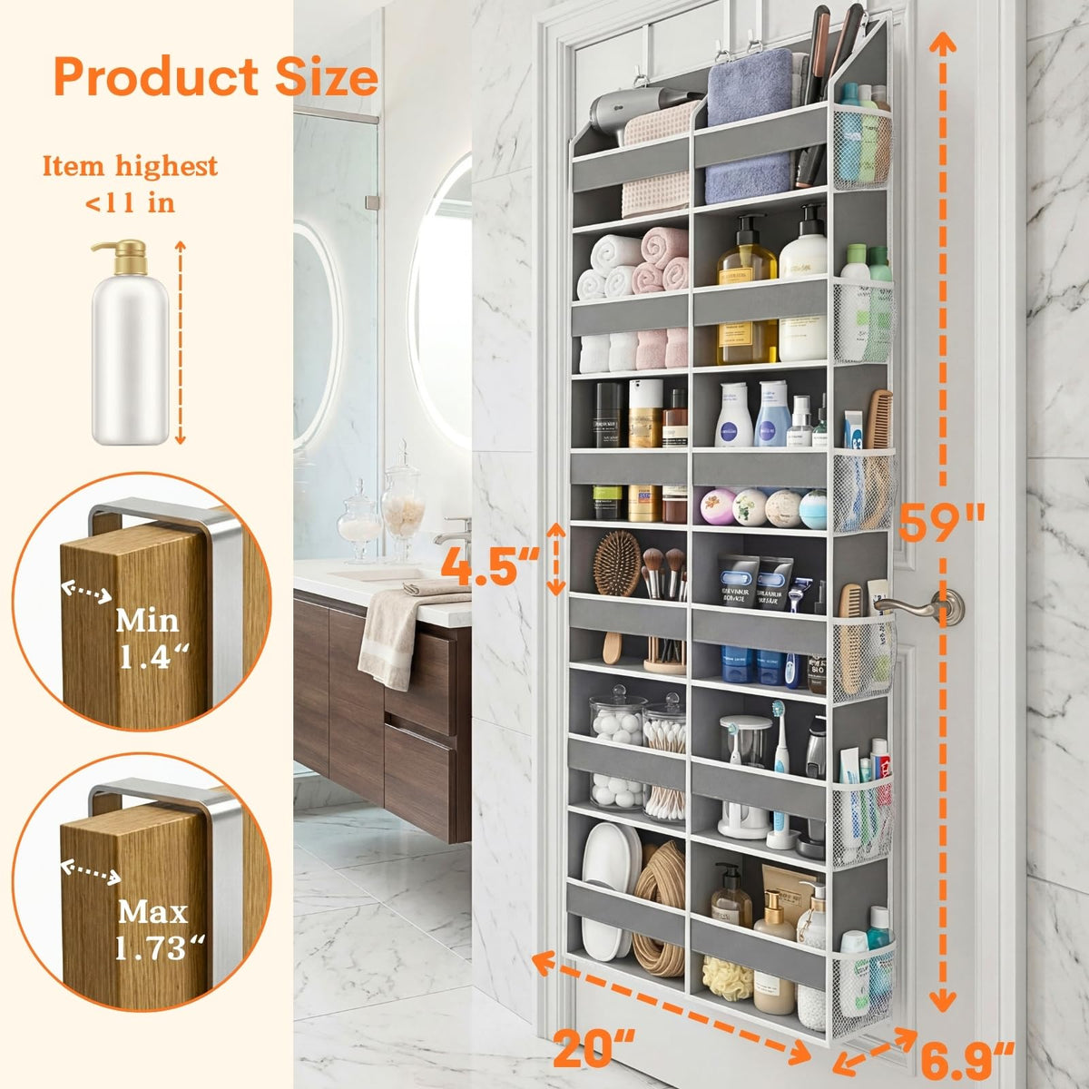 2 Pack Over The Door Organizer 6 Tiers