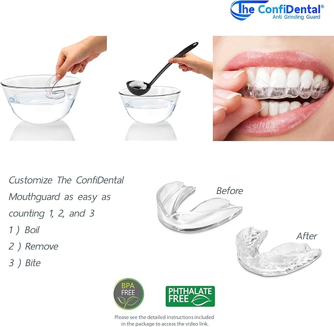 Custom-Fit Mouth Guard for Teeth Grinding and Clenching - Boil-and-Bite Dental Nightguard for Grinding Teeth at Night - Fits Kids, Teens, and Adults with Smaller Mouths - 5-Pack (3 Small, 2 Regular)