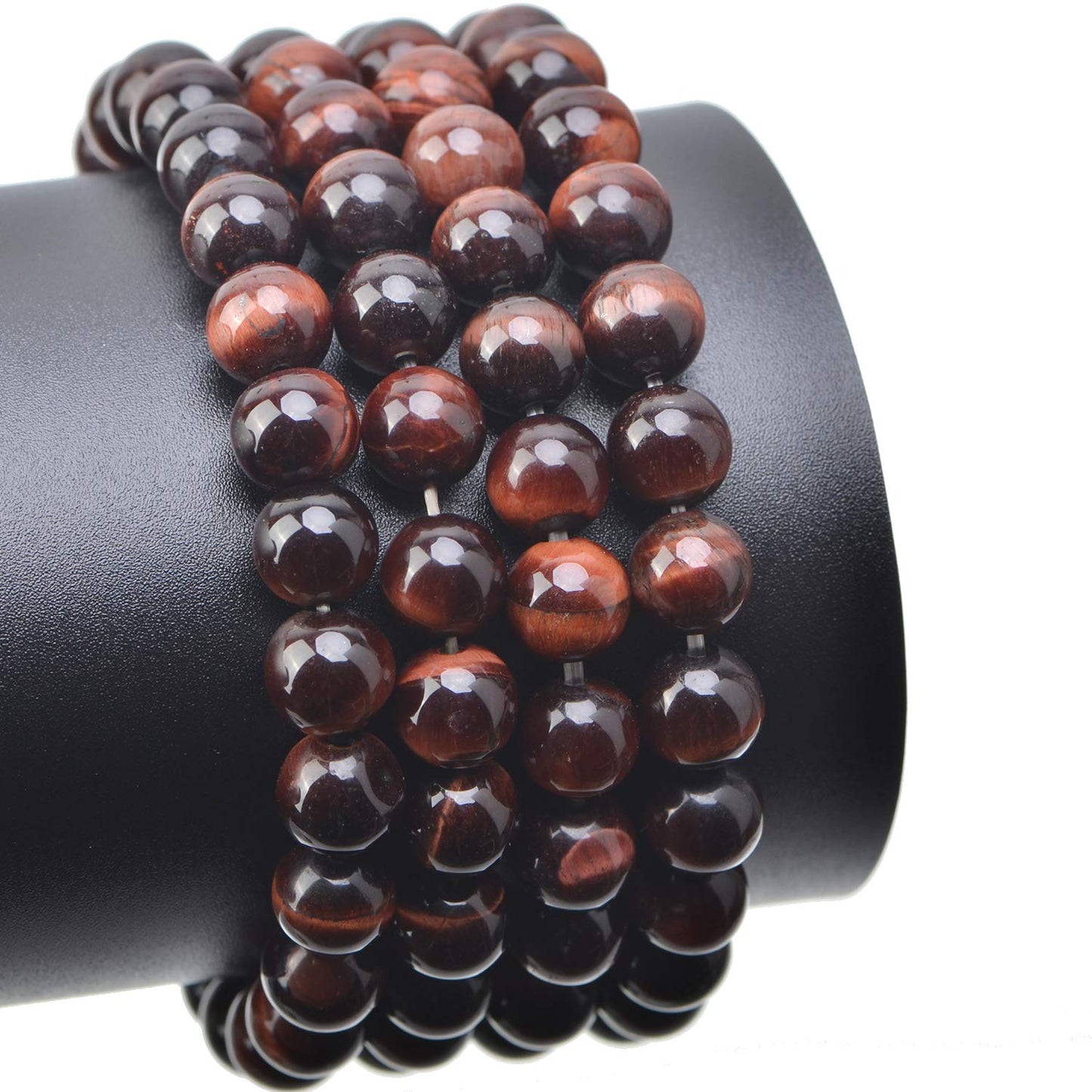 LPBeads 100PCS 8mm Natural Red Tiger Eye Gemstone Round Loose Beads for Jewelry Making with Crystal Stretch Cord