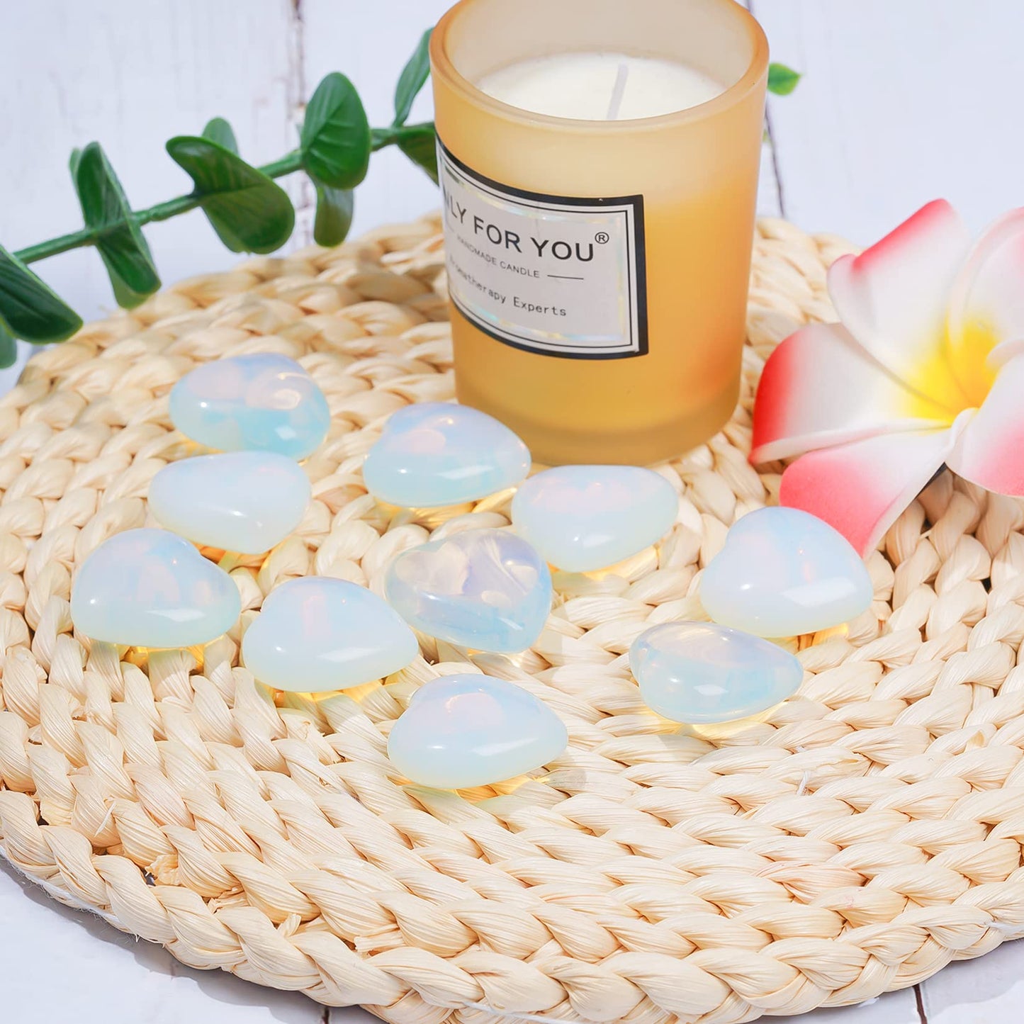 Marrywindix 10 Packs 1 Inch Healing Crystal Natural Opalite Heart Love Carved Palm Worry Stone Chakra Reiki Balancing