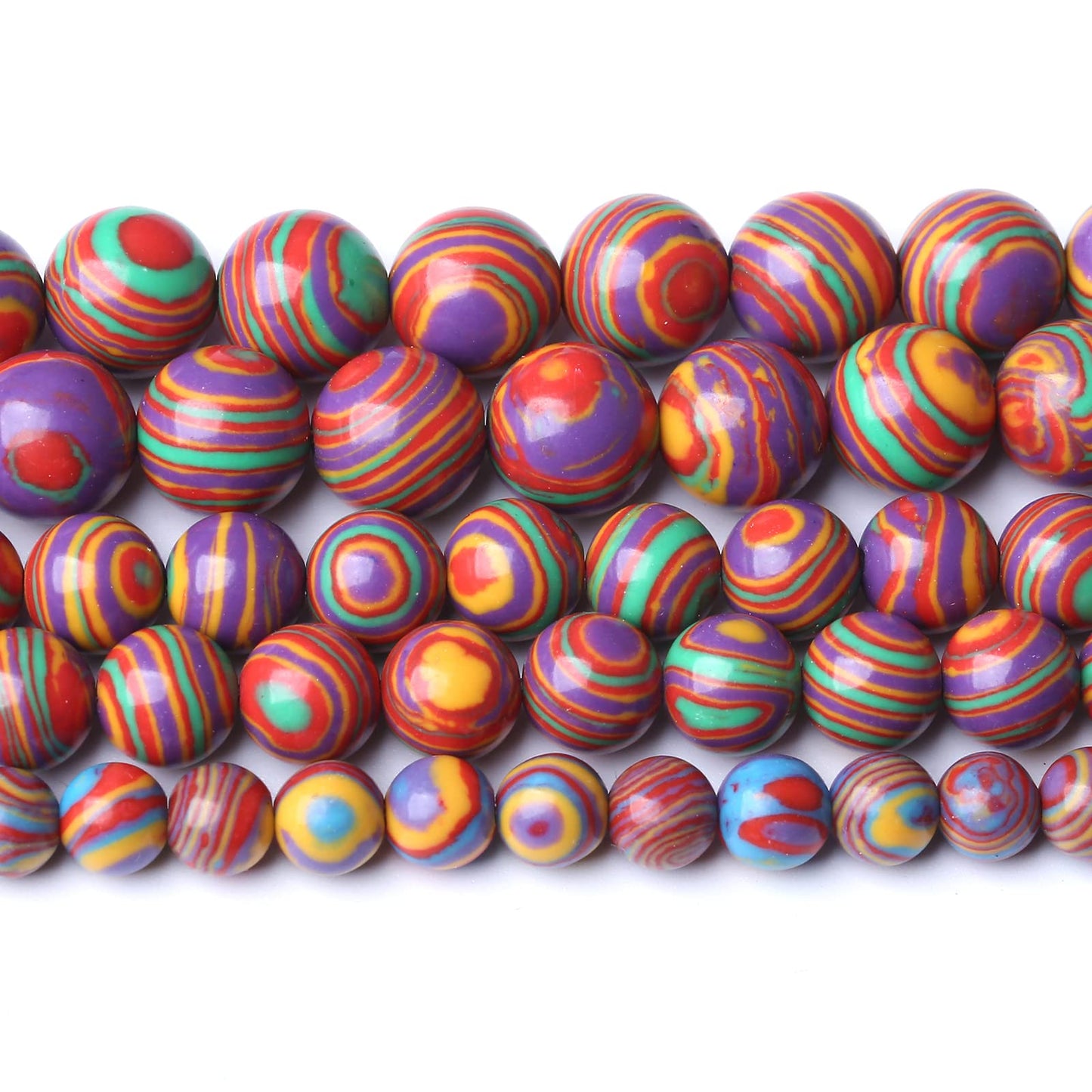 60pcs 6mm Natural Stone Beads Rainbow Malachite Round Loose Beads for Jewelry Making DIY Bracelet Crystal Energy Healing Power Stone (6mm, Colorful Malachite)