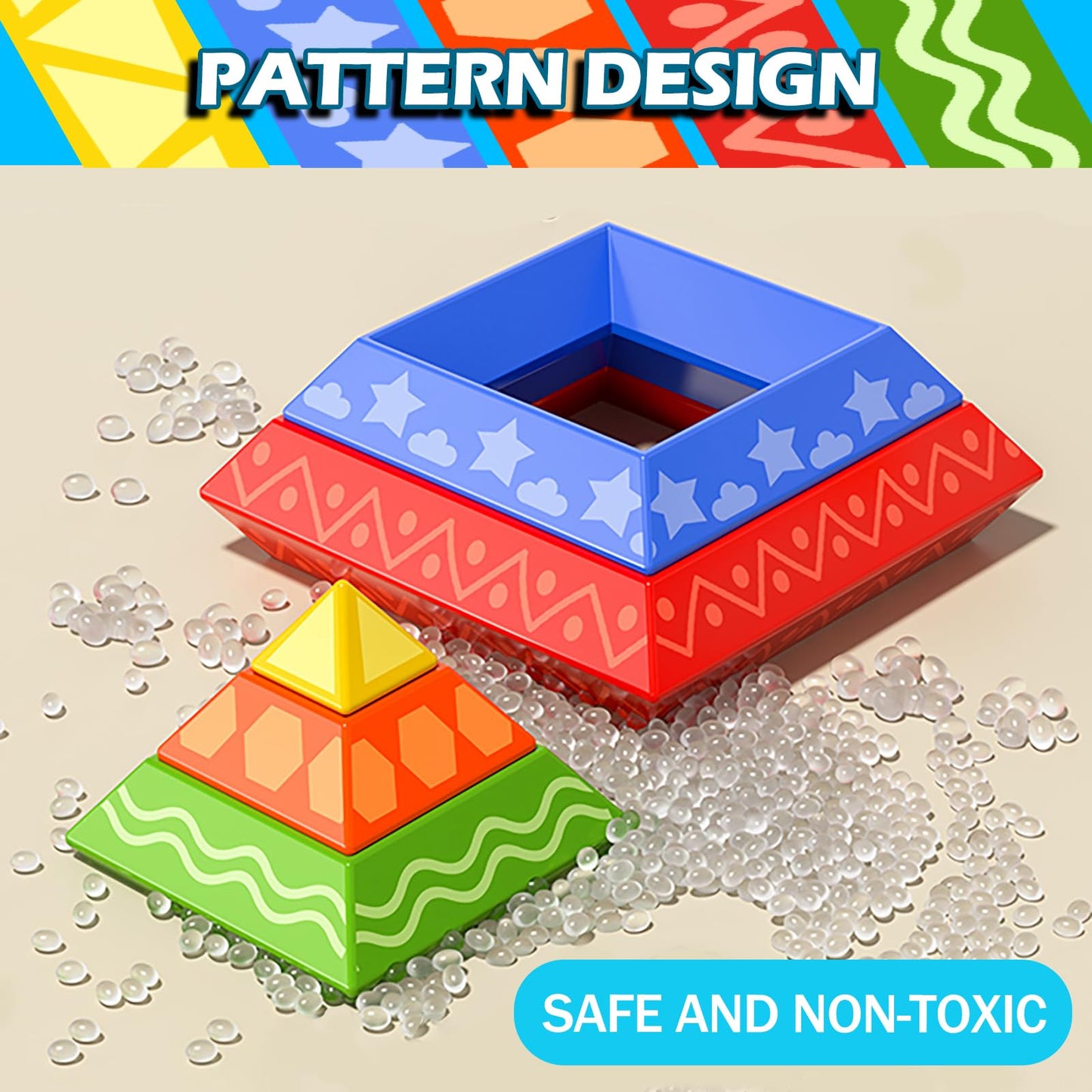Doloowee 30 Pcs Building Blocks Toys for Ages 3 4 5 6 Toddlers, Pyramid Stacking Toys, 3D Montessori Preschool Learning Blocks for Kids, Stem Educational Pyramid Magic Tower Gifts Set