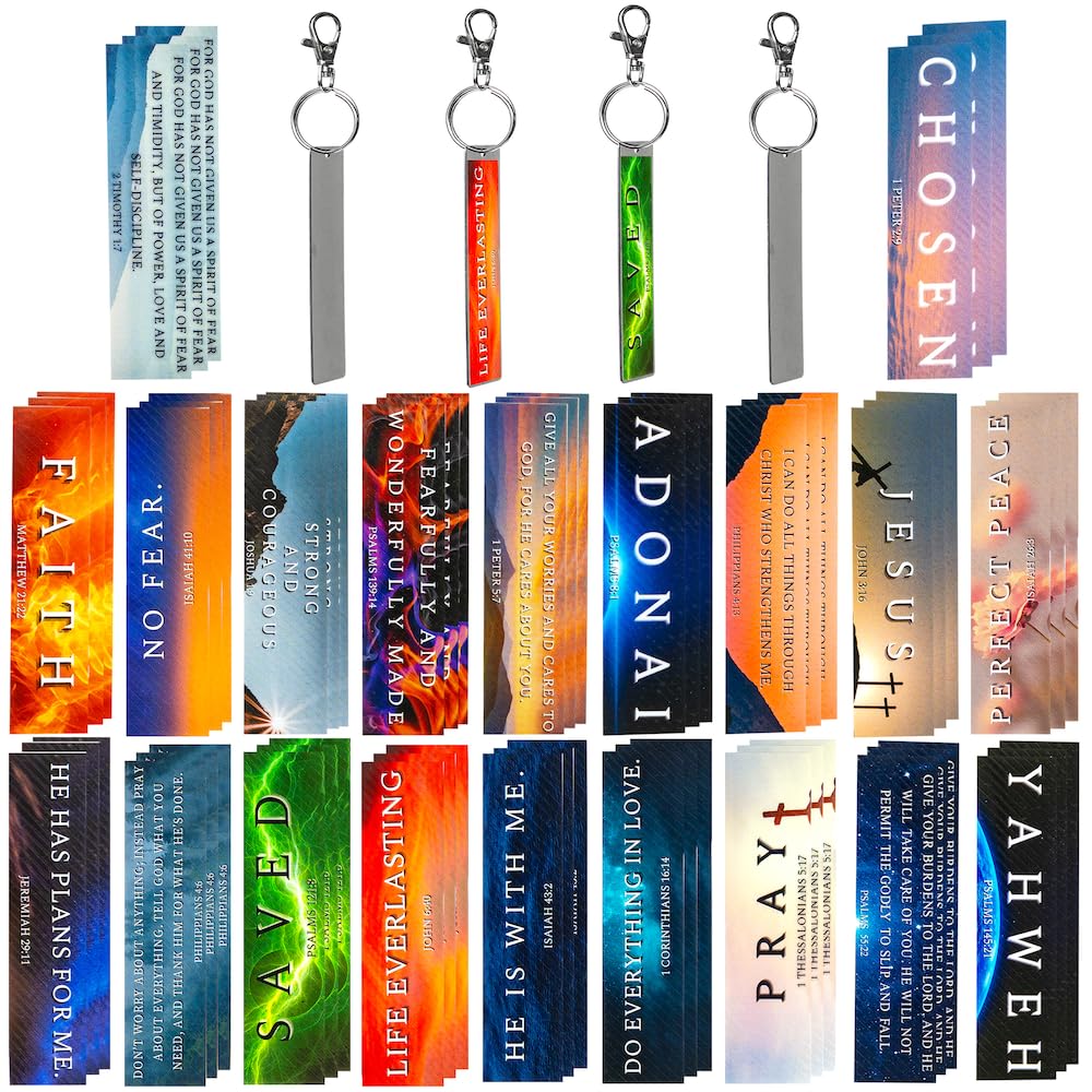 Christian Sensory Stickers for Anxiety Relief – 60 Scripture-Based Fidget Strips with Keychains for Calm, Focus, and Bible Study