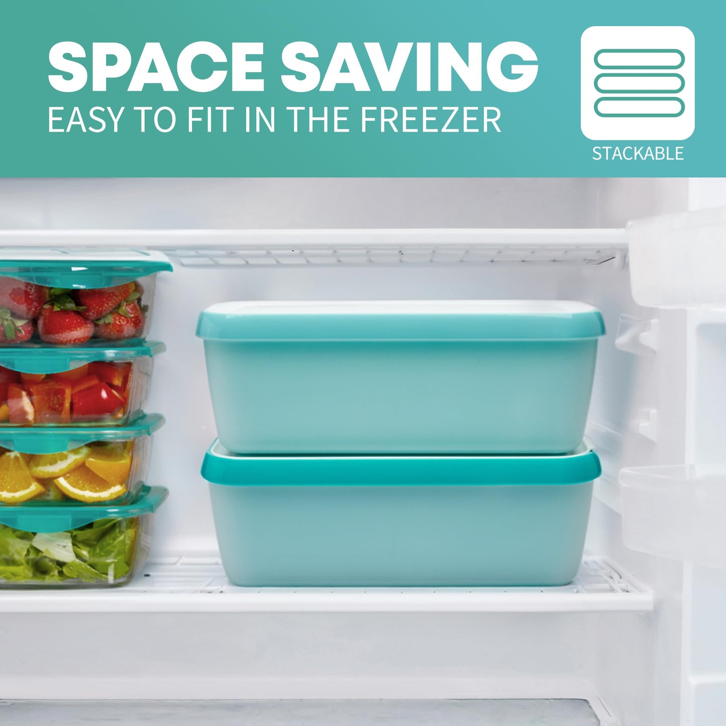 SveBake Ice Cream Storage Containers with Lids 2 PACK - 1.5 Quarts Homemade Ice Cream Tubs, Freezer Containers, Turquoise & Green