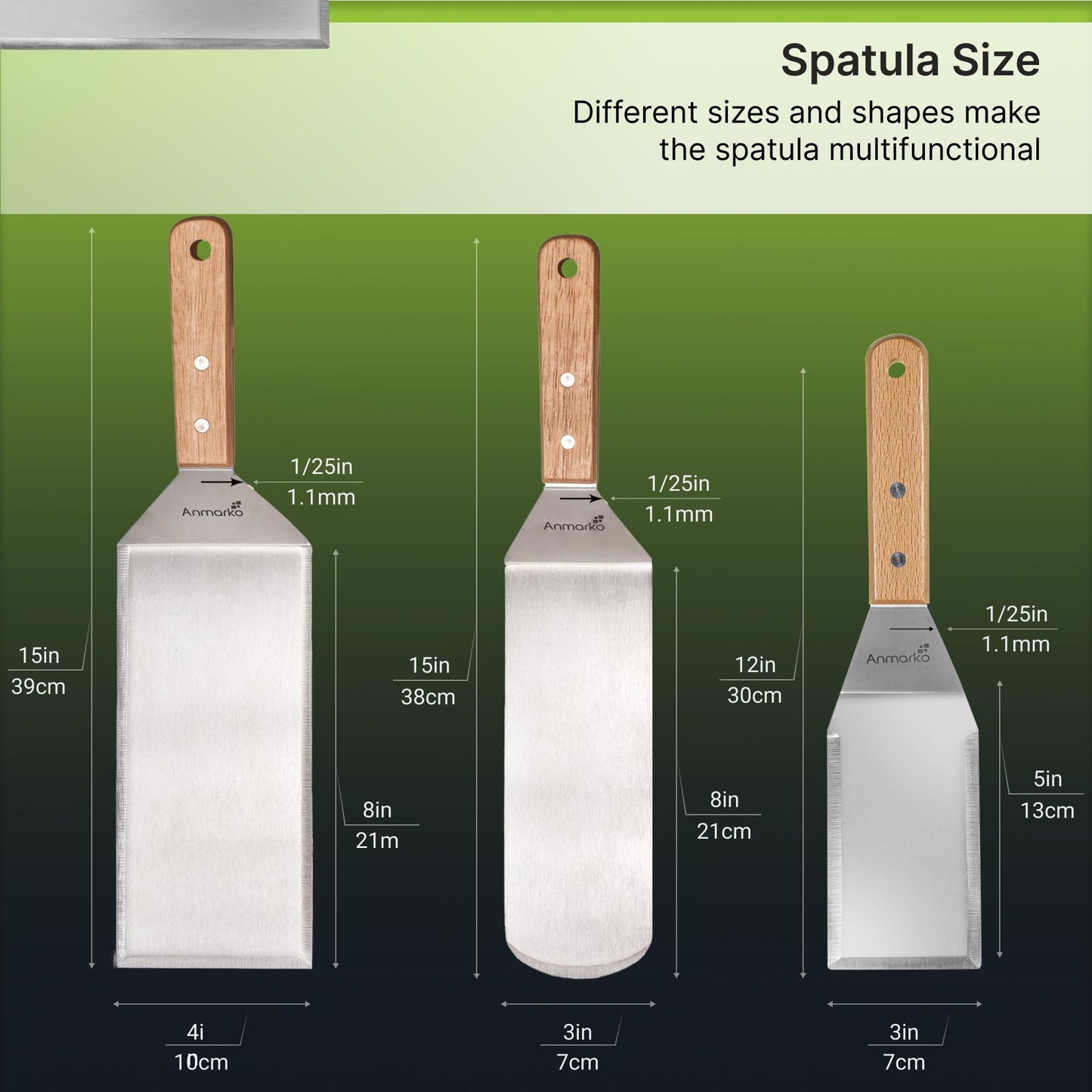 Stainless Steel Metal Spatula Set - Teppaniyaki Spatulas - Griddle Scraper Flat Spatula Pancake Flipper Hamburger Turner - Metal Utensil great for BBQ Grill Flat Top Cast Iron Griddle Accessories