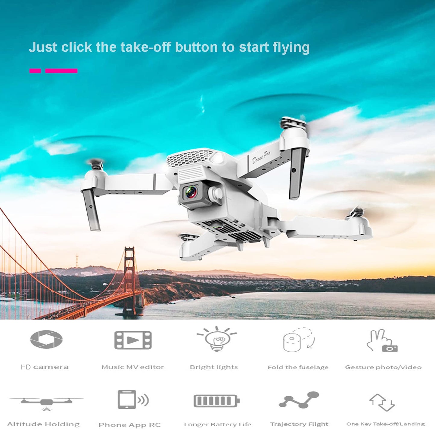 Mini Drone with Camera for Adults - Christmas Toy Gift for Beginner Age 14 Years Old - RC Quadcopter Multirotors | Foldable UAV | WiFi HD FPV Live Video | One Key Take Off/Land | Altitude Hold | Headless Mode | 360° Flip | Carrying Case (IN Black)