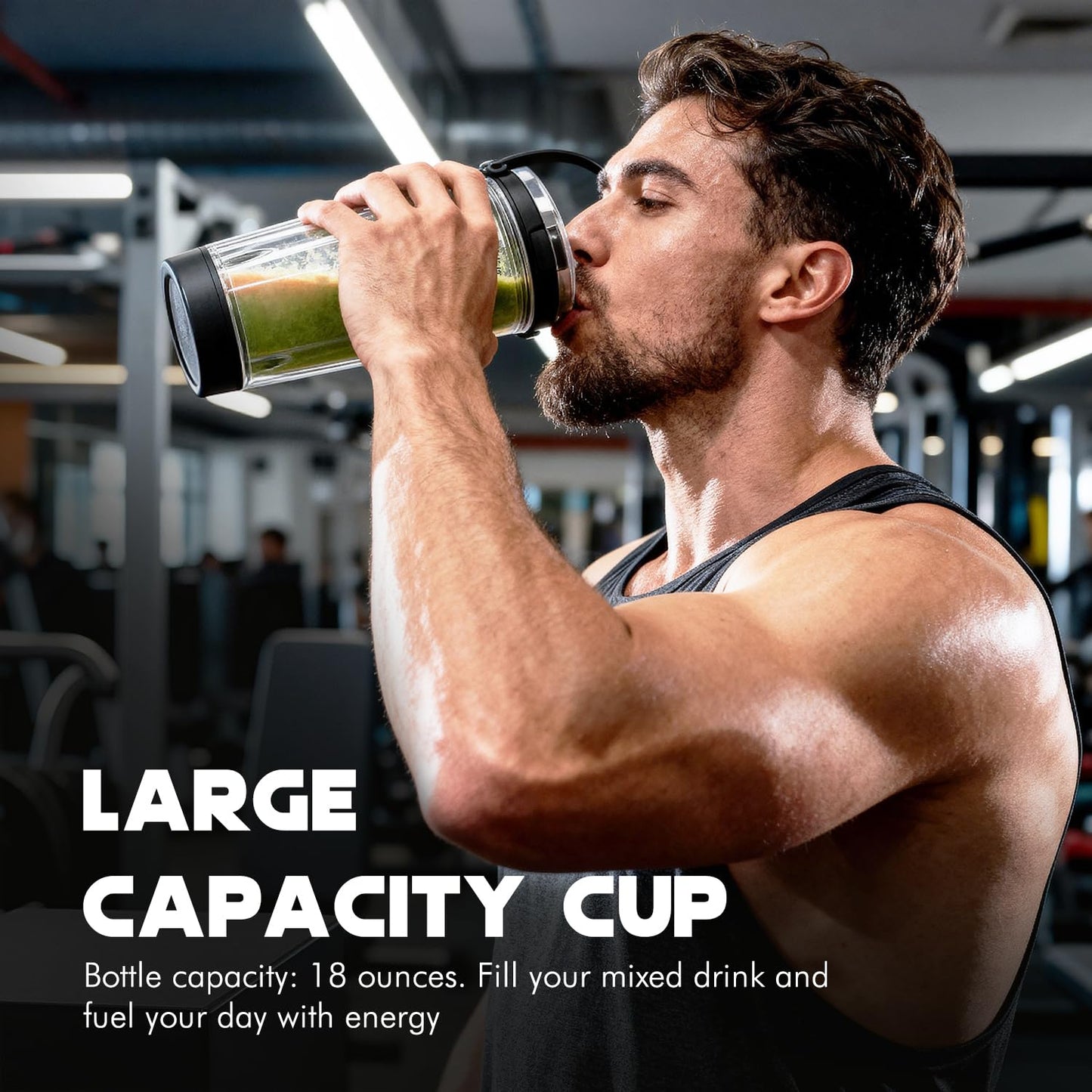 Replacement Cup for Ninja Blast Portable Blender,18 oz Vessel with Sip Lid & Base Cap, BPA-Free, Dishwasher Safe, Compatible with Ninja Blast Portable Blender BC100 Series BC151 Series Series