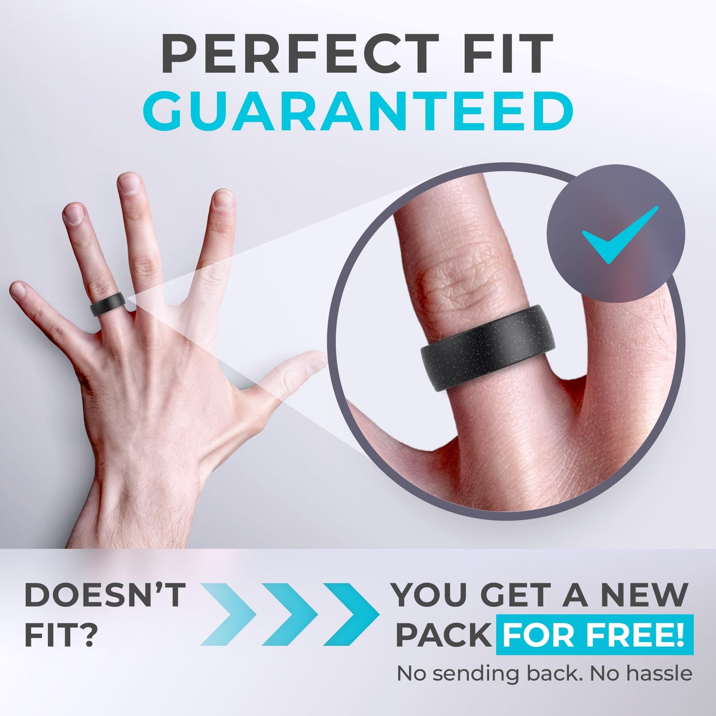 ThunderFit Men's Patterned Silicone Rings, 8mm Wide 2.2mm Thick Rubber Bands,Variety Multipack 1,4,7