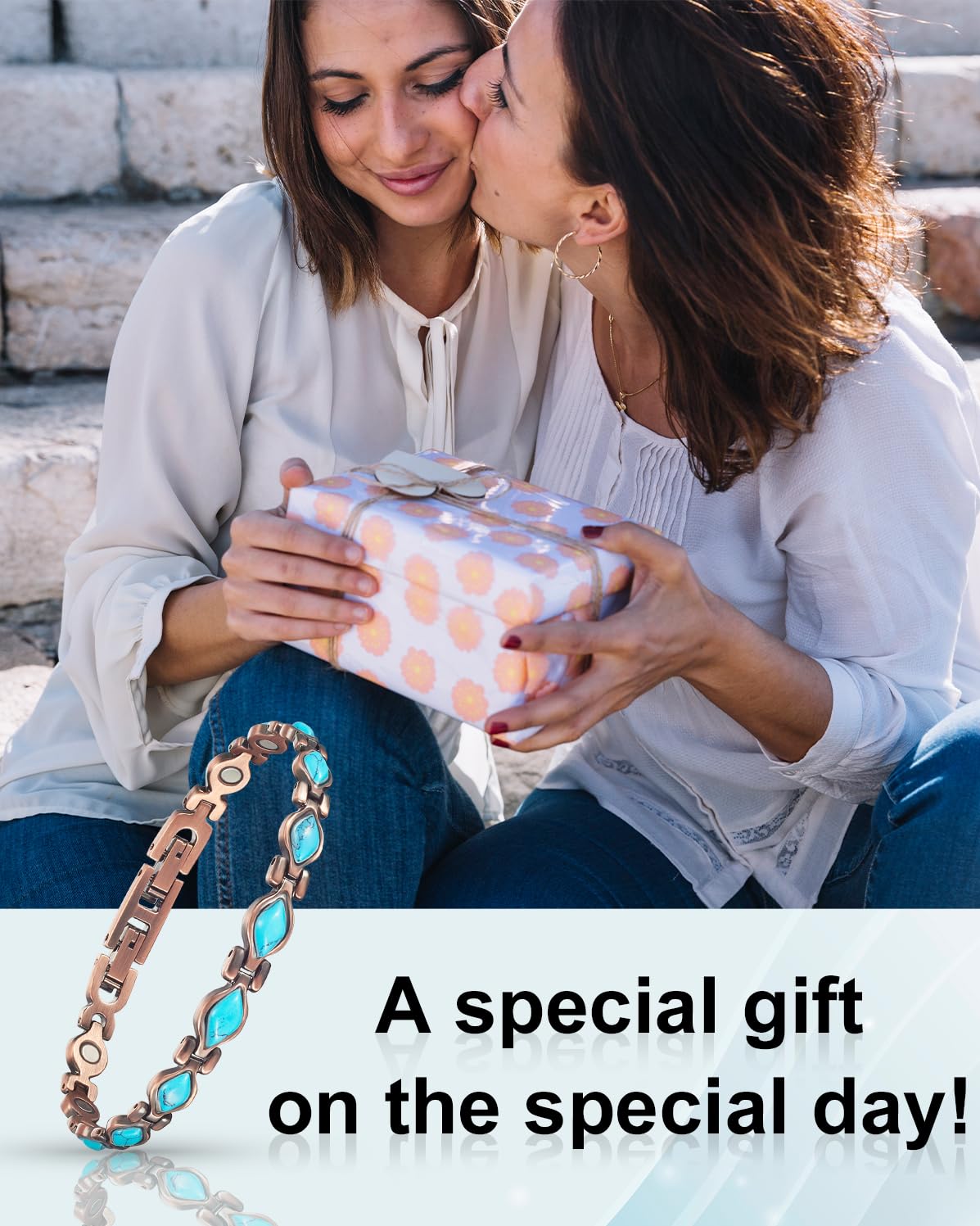 EnerCoppeX Copper Magnetic Bracelet for Women - Turquoize Detox Jewelry with 3500 Gauss Magnet (E)