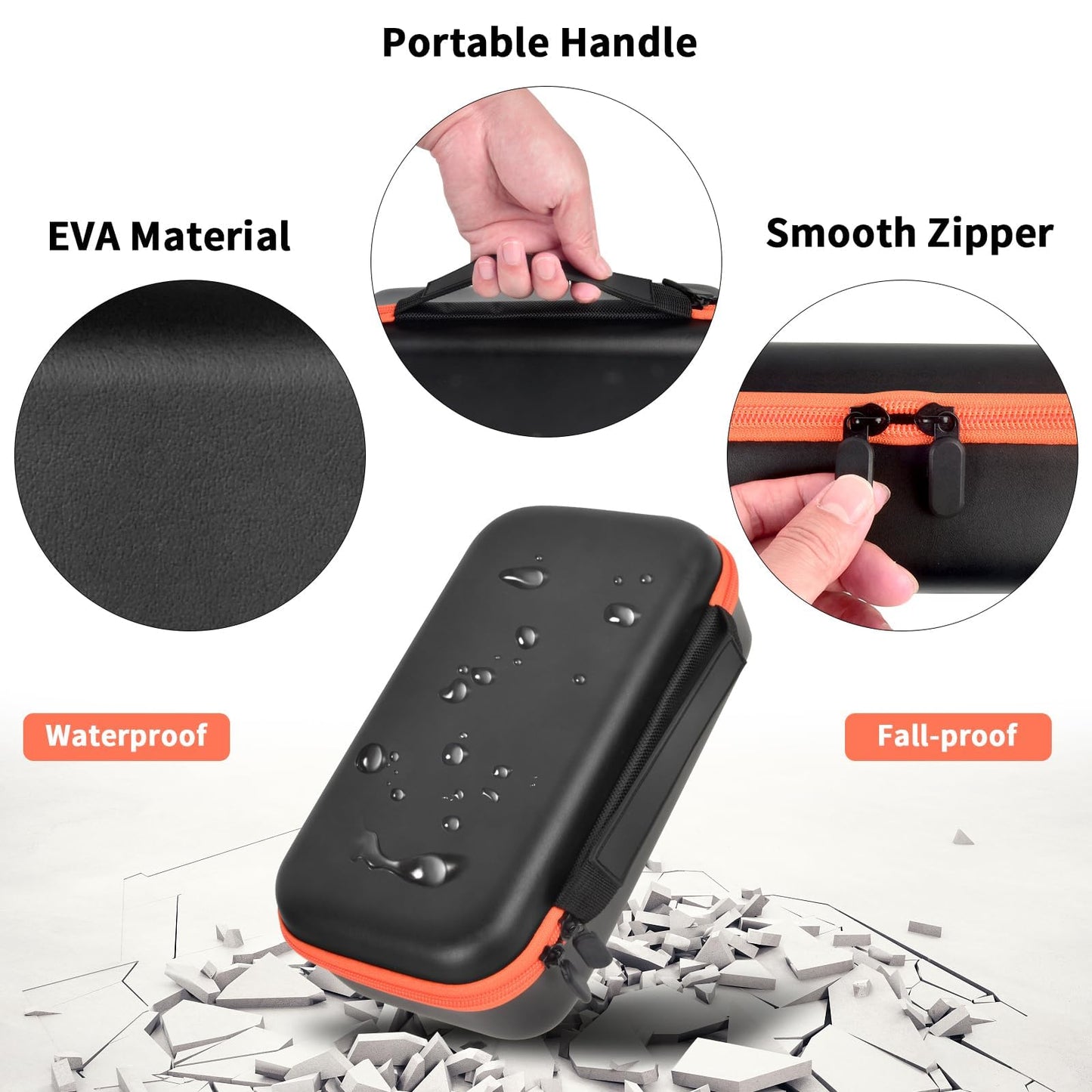 Againmore Wireless Microphone Case Compatible with JBL Wireless Two Microphone System, Handheld Dual Mic Travel Bag for Singing or Karaoke for Receivers, Adapters, AA Batteries-Black(Box Only)