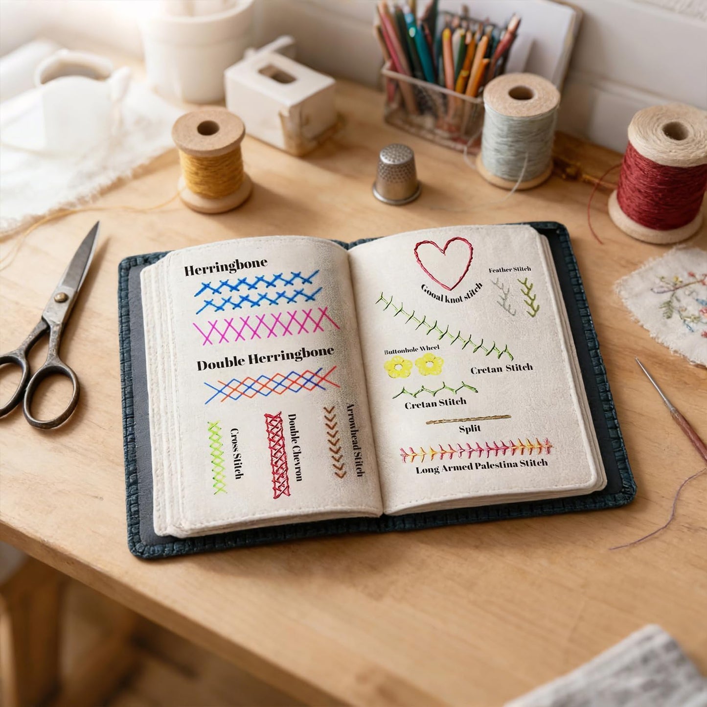 DELRRYJ 2026 Upgraded Embroidery Stitch Book Kit, 108 Patterns with Tools & Tutorials, Beginner Embroidery Kit, Portable All in One Hand Embroidery Book for Adults & DIY Craft Lovers